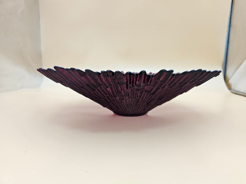 Large Vintage Amethyst Purple Pressed Glass Starburst Centerpiece Bowl