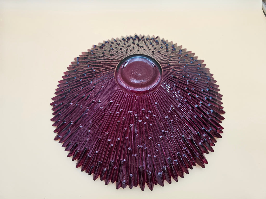 Large Vintage Amethyst Purple Pressed Glass Starburst Centerpiece Bowl