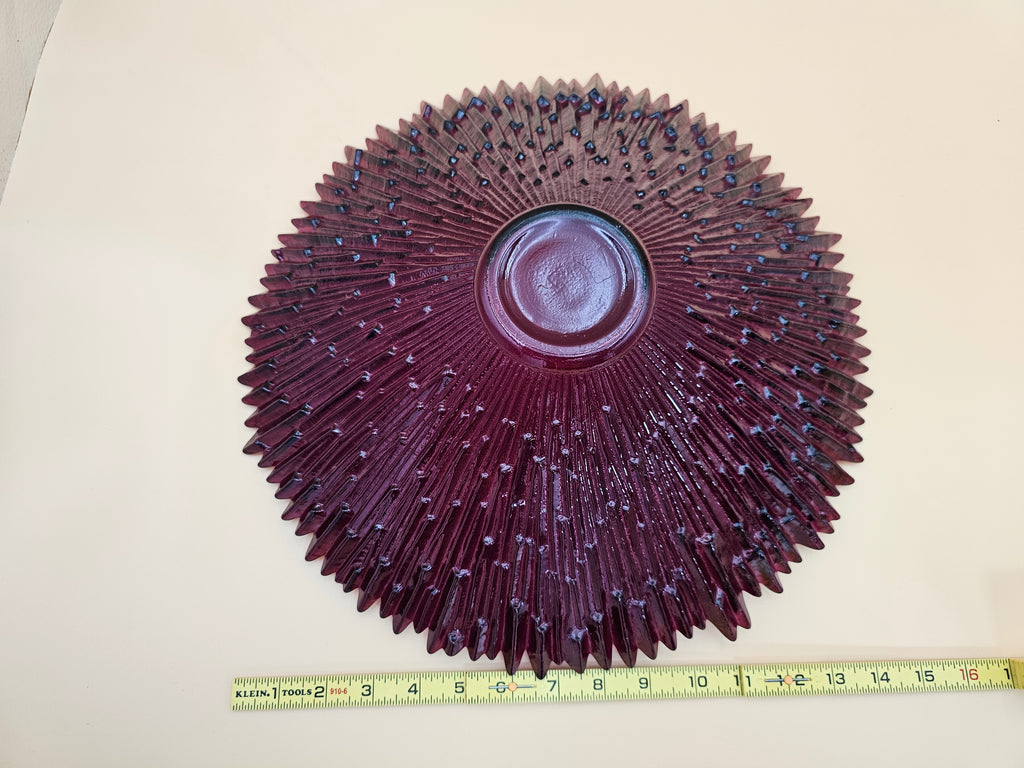 Large Vintage Amethyst Purple Pressed Glass Starburst Centerpiece Bowl