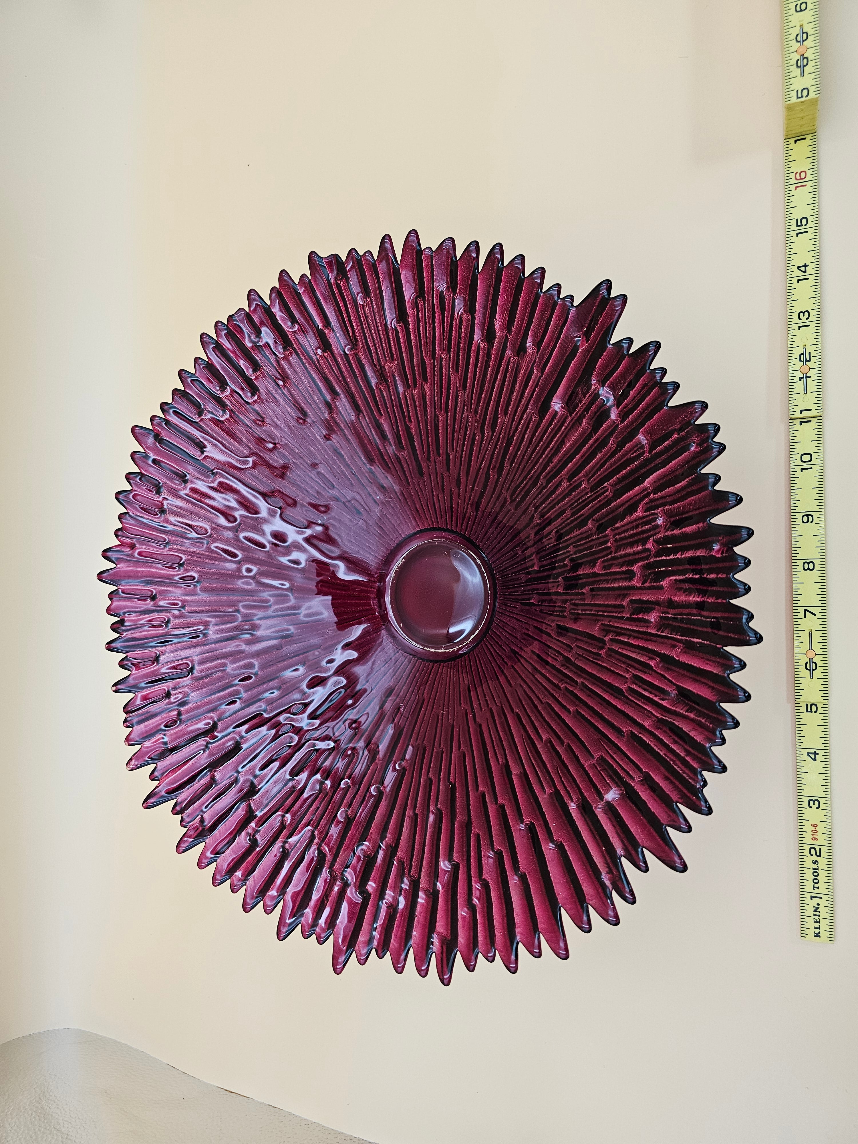 Large Vintage Amethyst Purple Pressed Glass Starburst Centerpiece Bowl