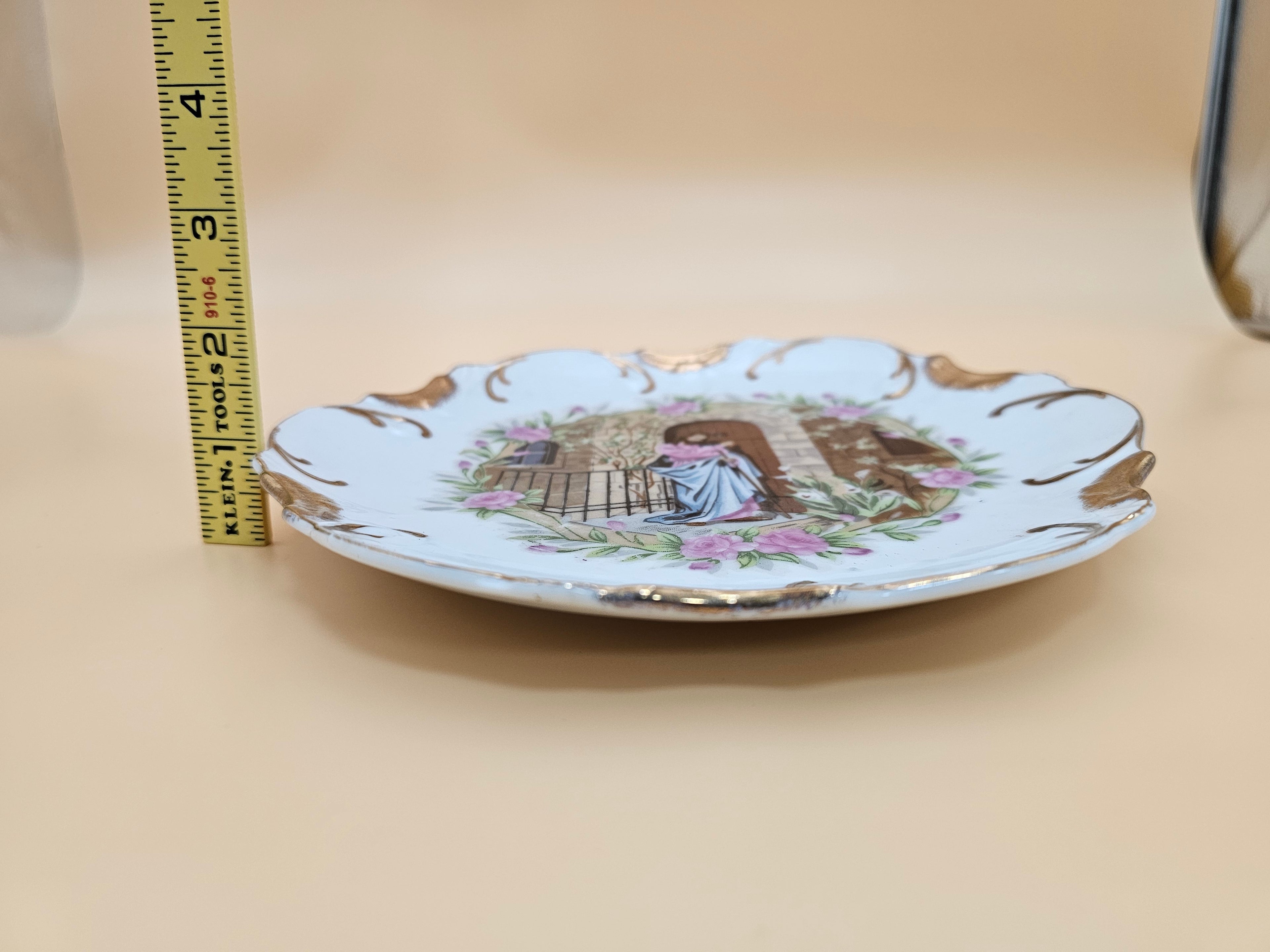 Vintage Japan Jesus Knocking at the Door Decorative Wall Plate with 18K Gold Trim