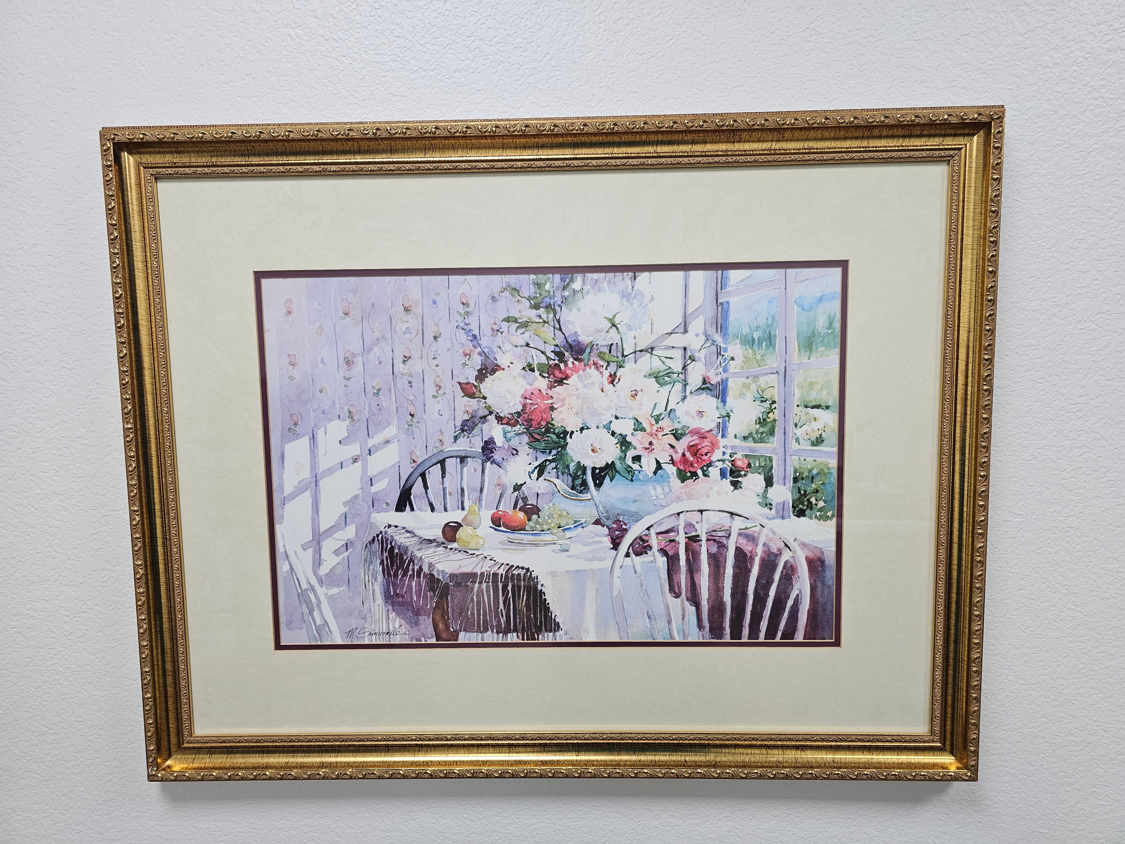 Vintage Paragon Picture Gallery Framed Floral Cottage Interior Print by M. Simandle 24 x 32