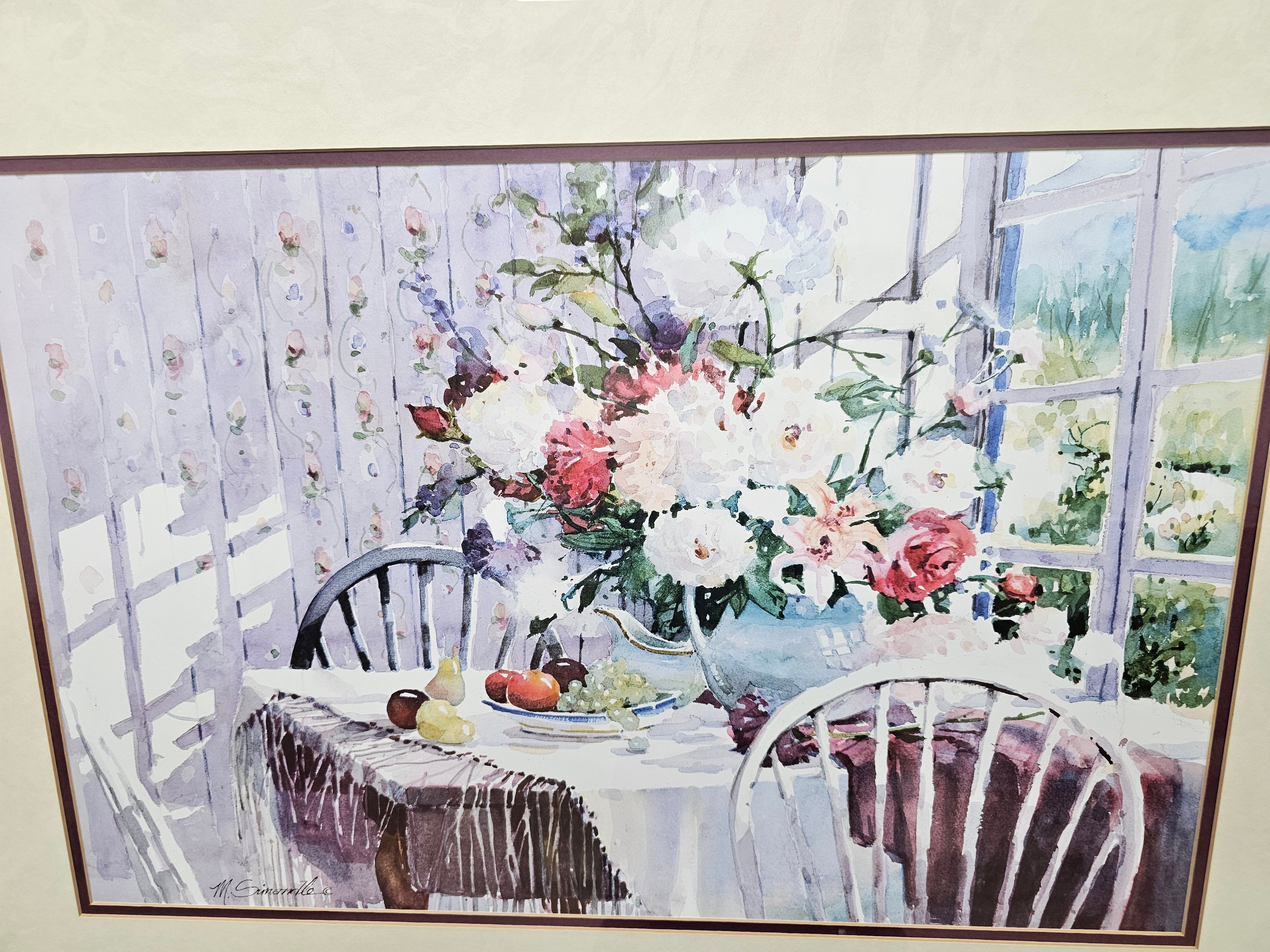 Vintage Paragon Picture Gallery Framed Floral Cottage Interior Print by M. Simandle 24 x 32