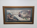 Large Framed Michelangelo Creation of Adam Print Gold Ornate Frame 50 x 29 Wall Art