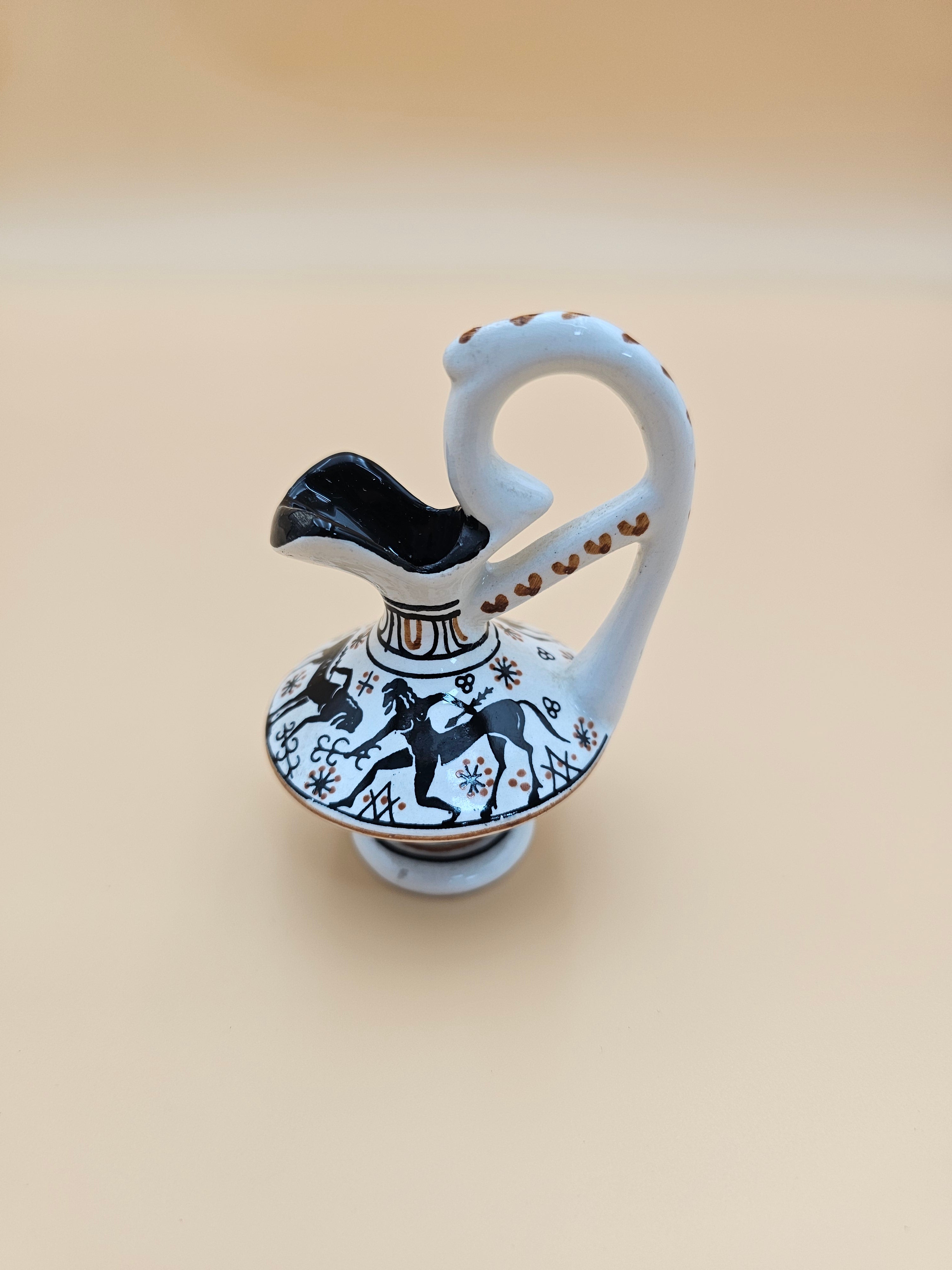 D. Vassilopoulos Miniature Hand-Painted Greek Ceramic Ewer Vase