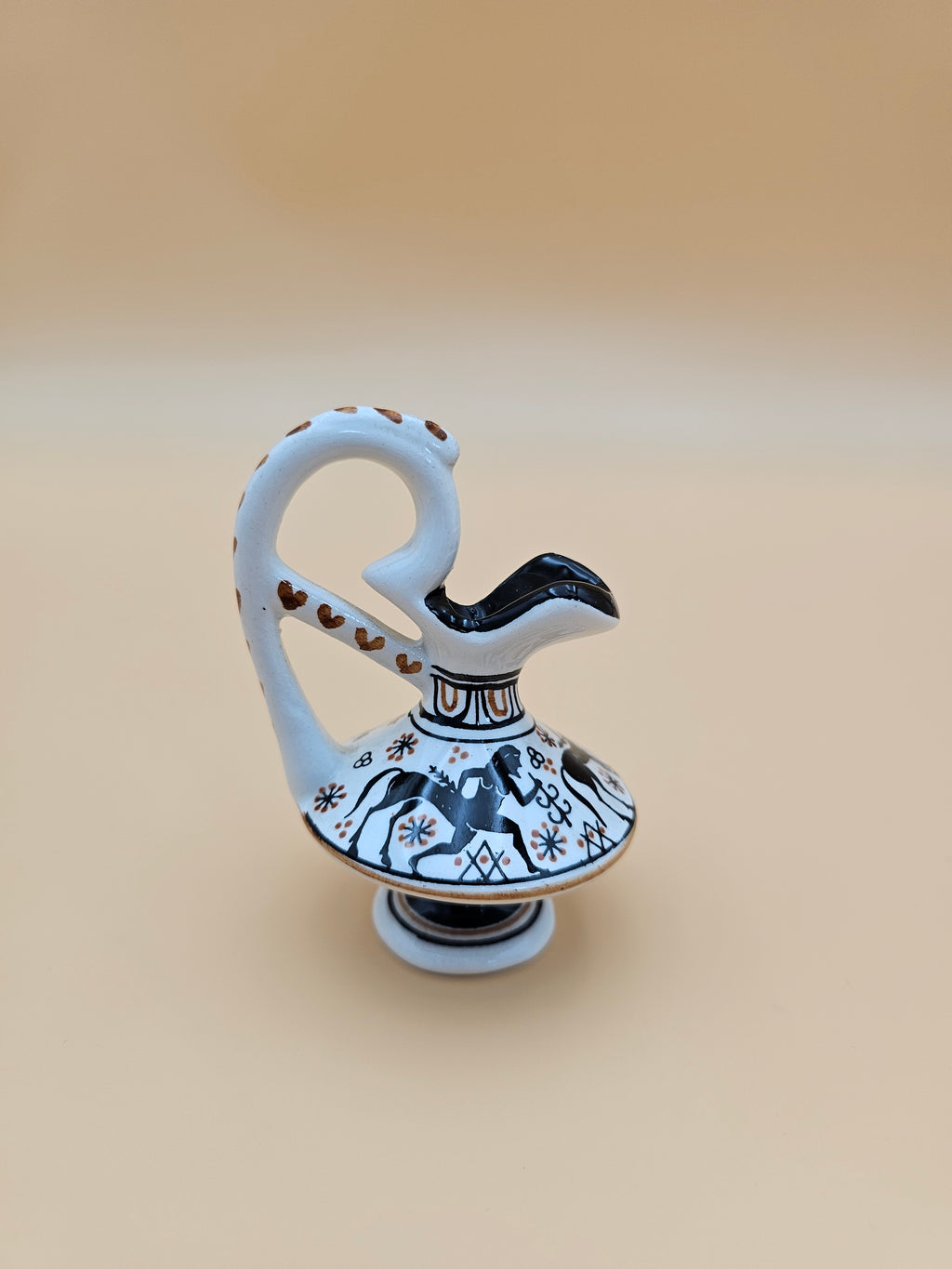 D. Vassilopoulos Miniature Hand-Painted Greek Ceramic Ewer Vase