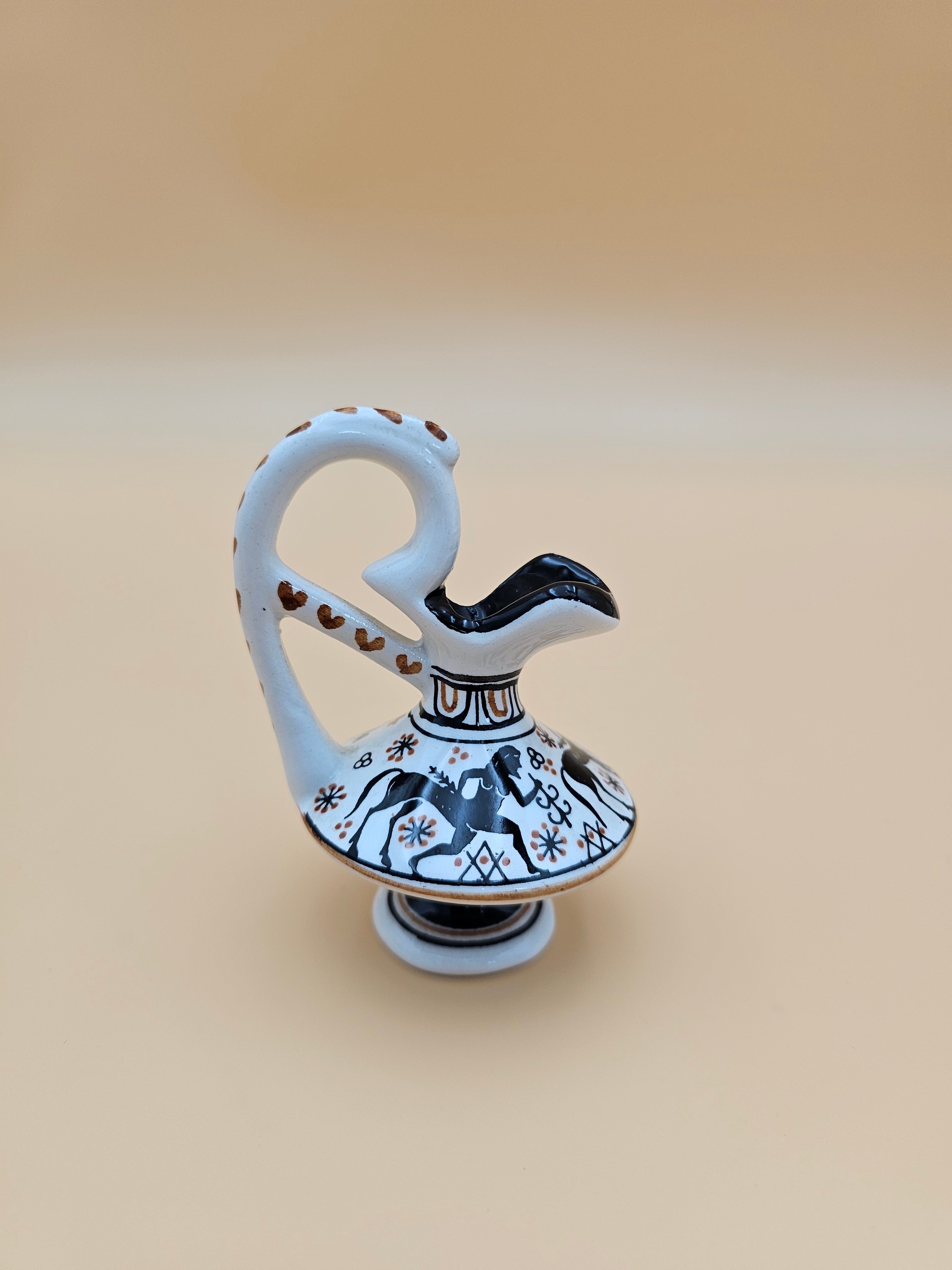 D. Vassilopoulos Miniature Hand-Painted Greek Ceramic Ewer Vase