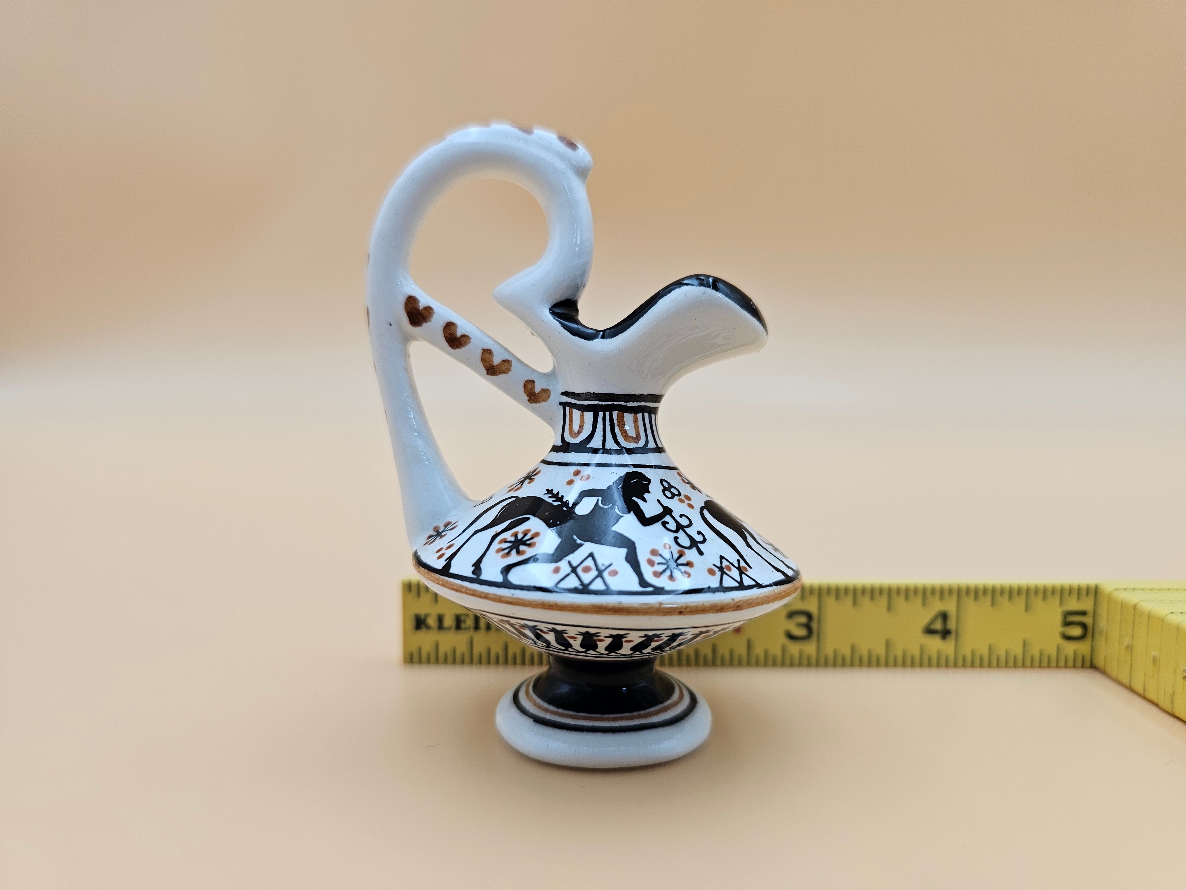 D. Vassilopoulos Miniature Hand-Painted Greek Ceramic Ewer Vase