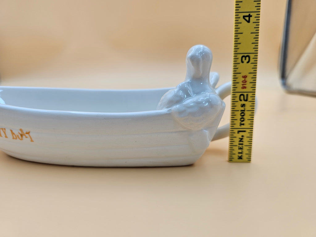 White Ceramic Lil’ Gravy Boat with Turkey Thanksgiving Table Decor