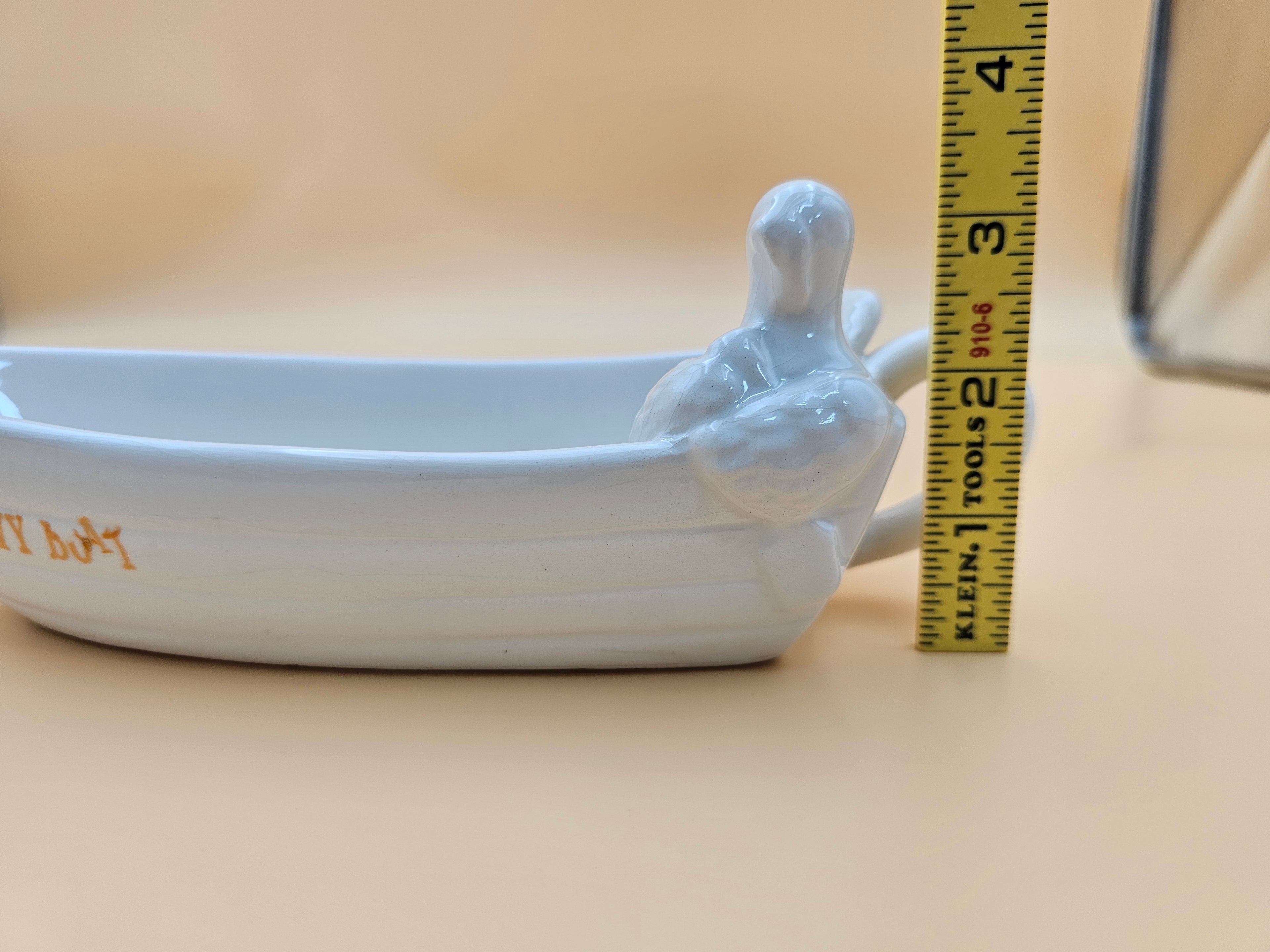 White Ceramic Lil’ Gravy Boat with Turkey Thanksgiving Table Decor