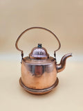 Vintage Tin-Lined Copper Tea Kettle with Swing Handle and Patina