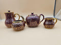 Vintage Sudlow’s Burslem England 4-Piece Burgundy & Gold Tea Set 0657 C