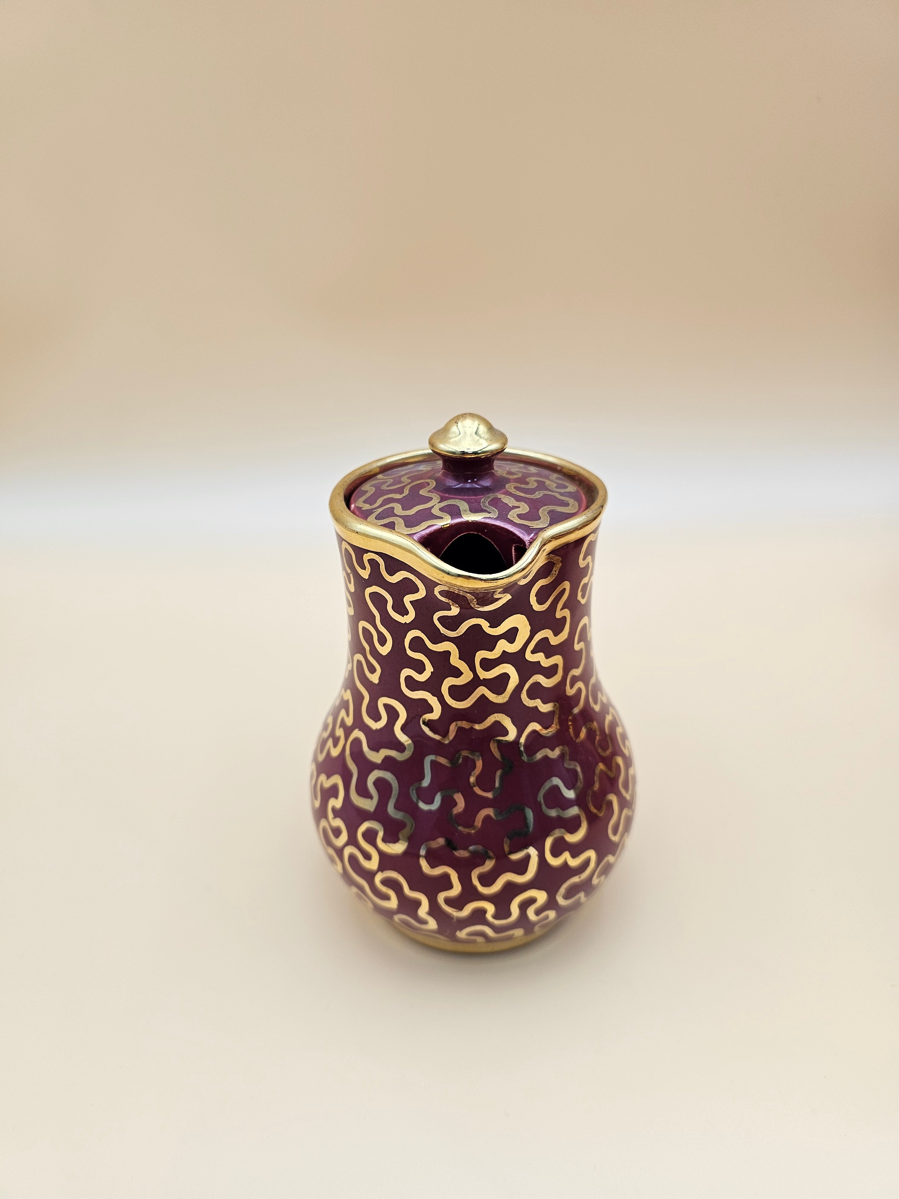 Vintage Sudlow’s Burslem England 4-Piece Burgundy & Gold Tea Set 0657 C