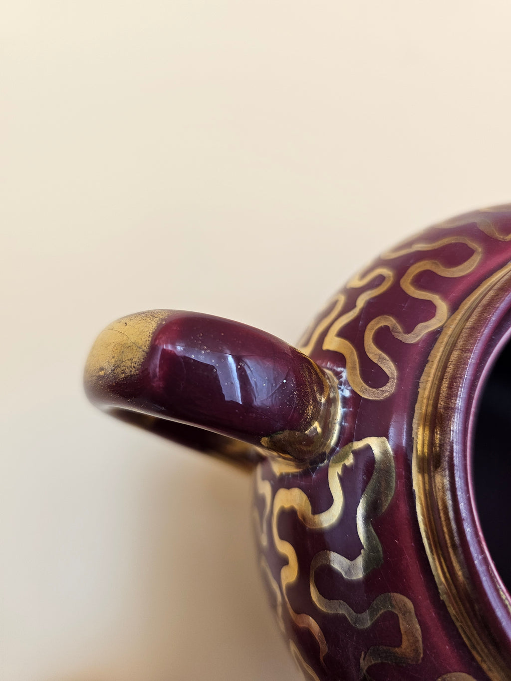 Vintage Sudlow’s Burslem England 4-Piece Burgundy & Gold Tea Set 0657 C