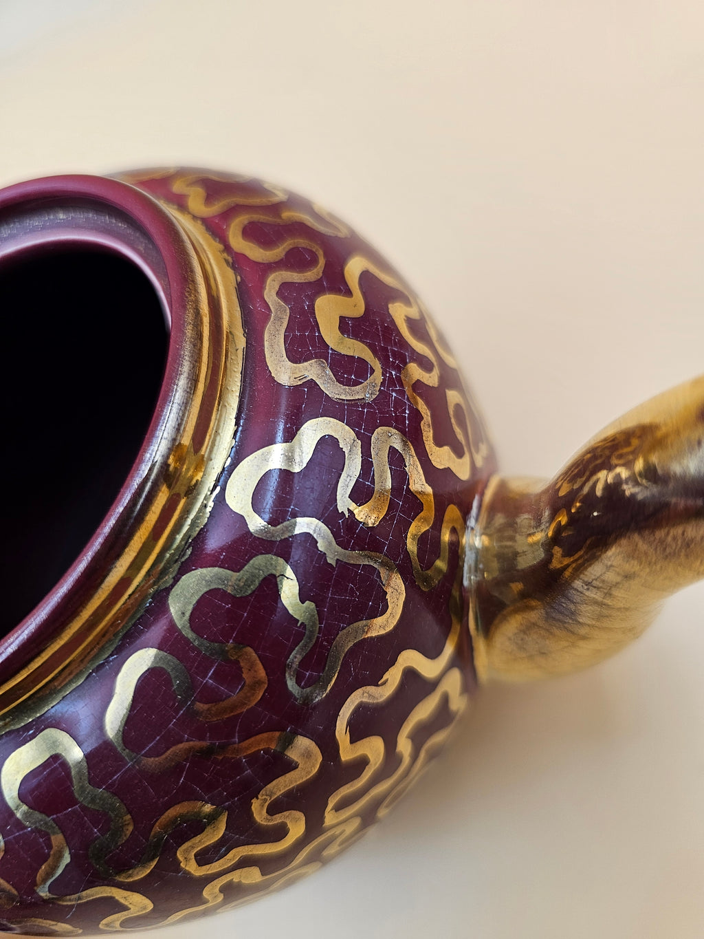 Vintage Sudlow’s Burslem England 4-Piece Burgundy & Gold Tea Set 0657 C