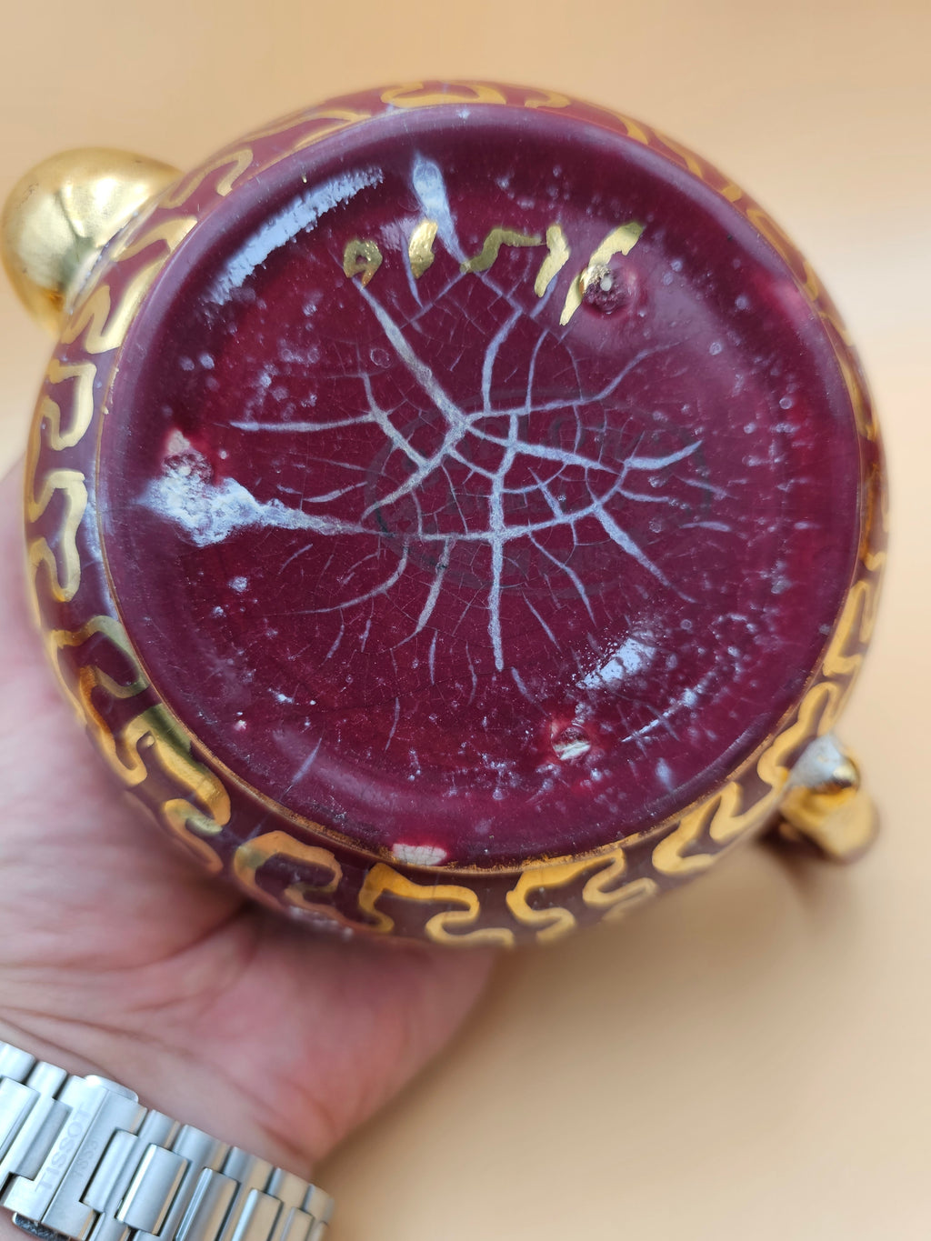 Vintage Sudlow’s Burslem England 4-Piece Burgundy & Gold Tea Set 0657 C