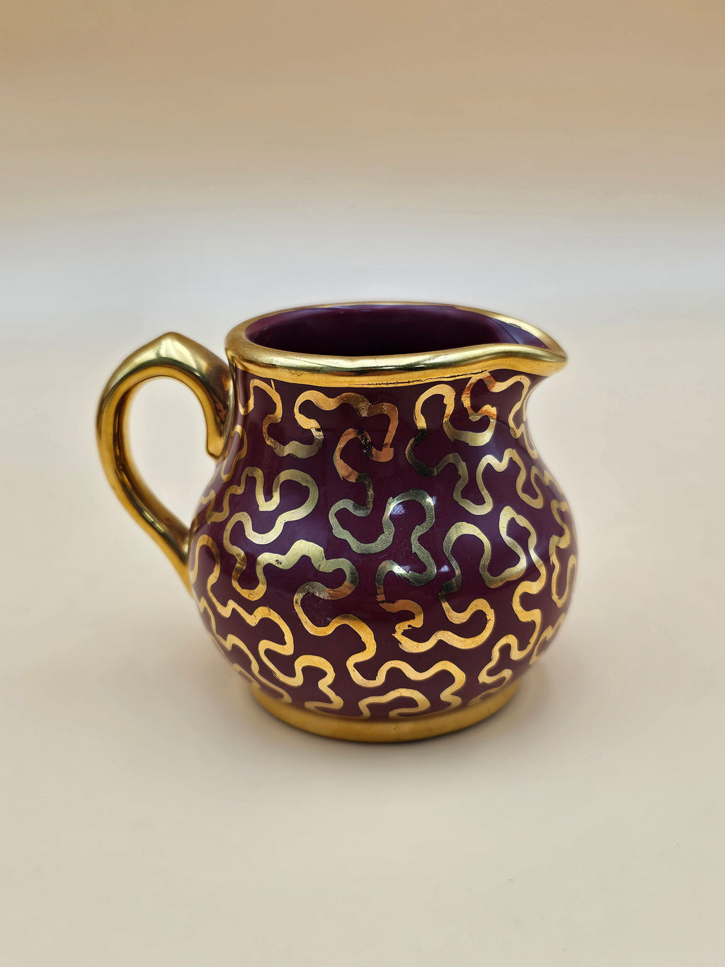 Vintage Sudlow’s Burslem England 4-Piece Burgundy & Gold Tea Set 0657 C