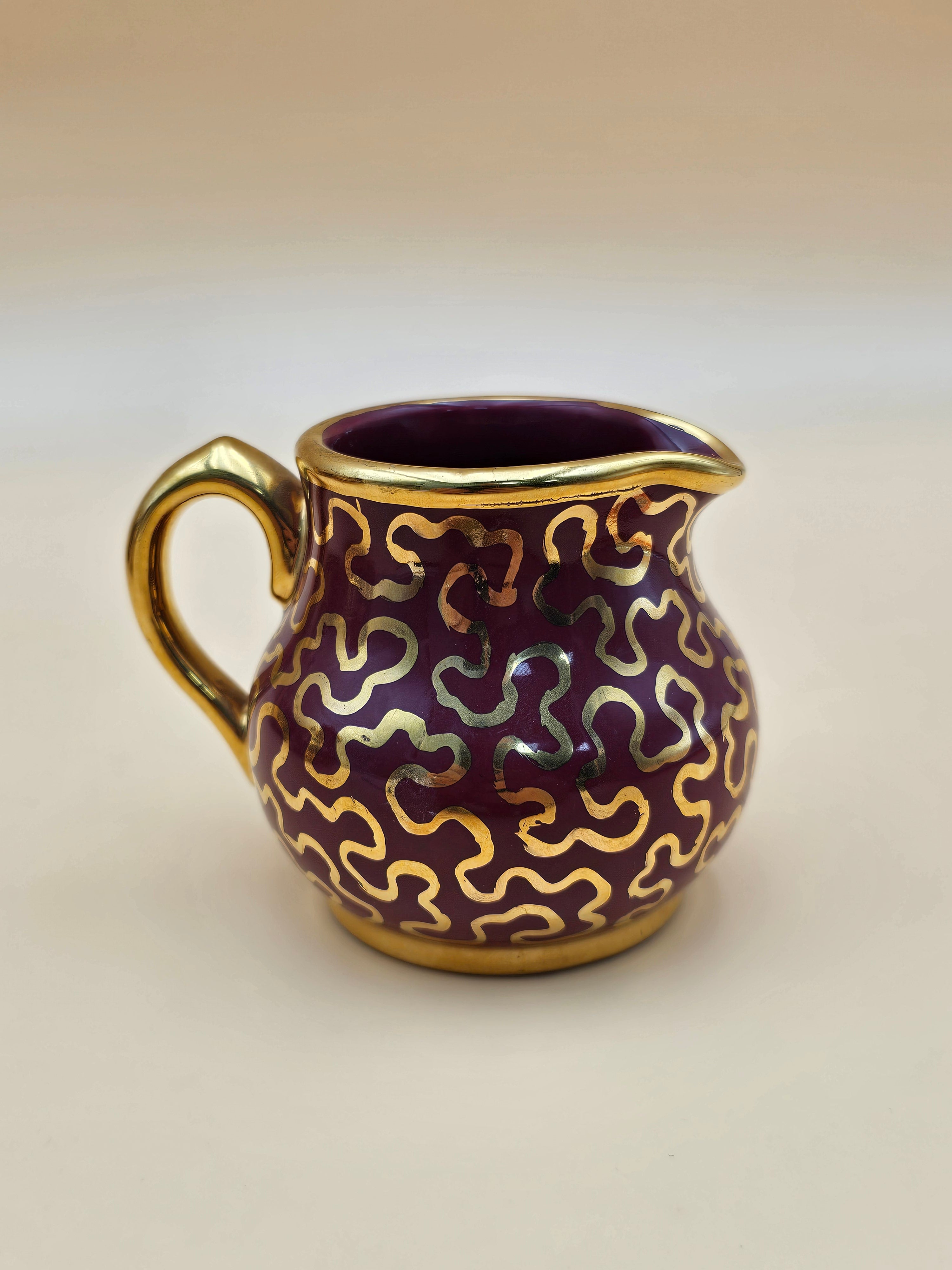 Vintage Sudlow’s Burslem England 4-Piece Burgundy & Gold Tea Set 0657 C