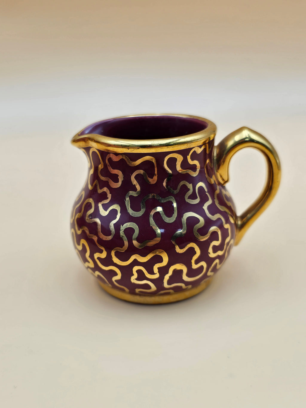 Vintage Sudlow’s Burslem England 4-Piece Burgundy & Gold Tea Set 0657 C