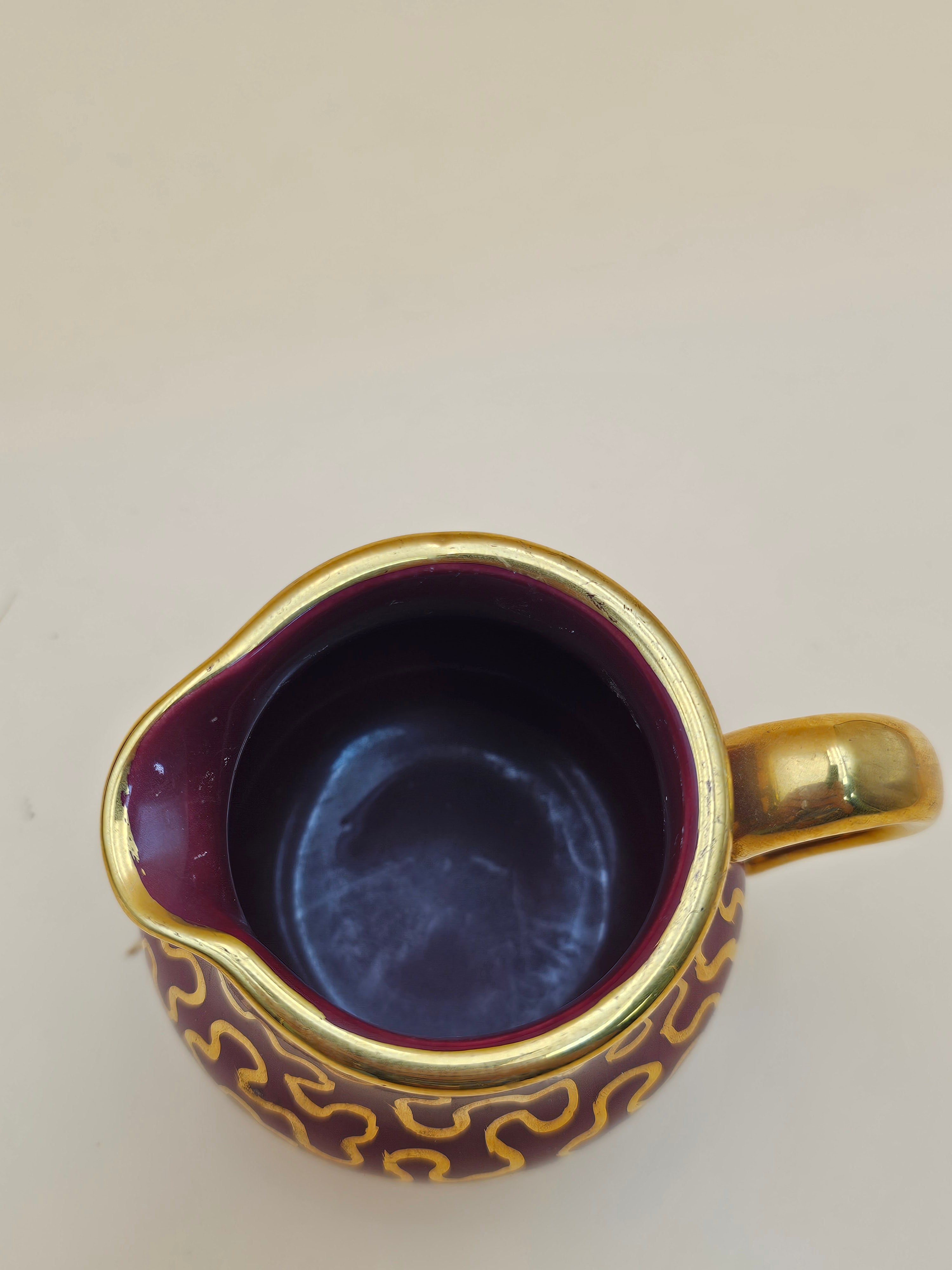Vintage Sudlow’s Burslem England 4-Piece Burgundy & Gold Tea Set 0657 C