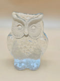 Vintage Viking Glass Clear Frosted Owl Figurine Paperweight with Label