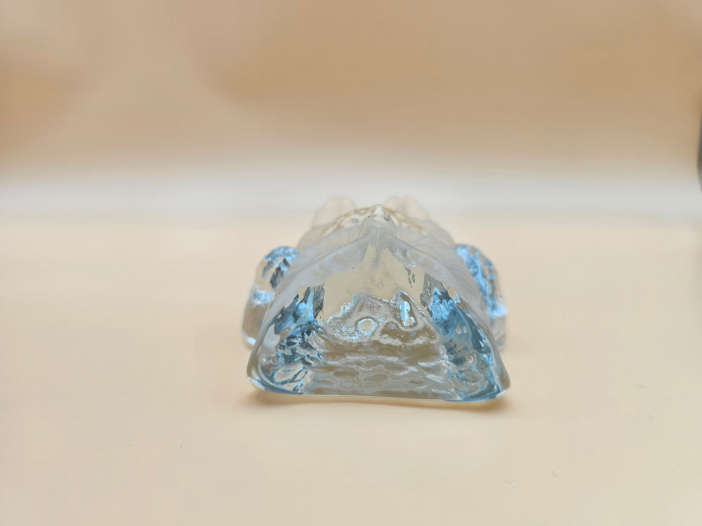 Vintage Viking Glass Clear Frosted Owl Figurine Paperweight with Label