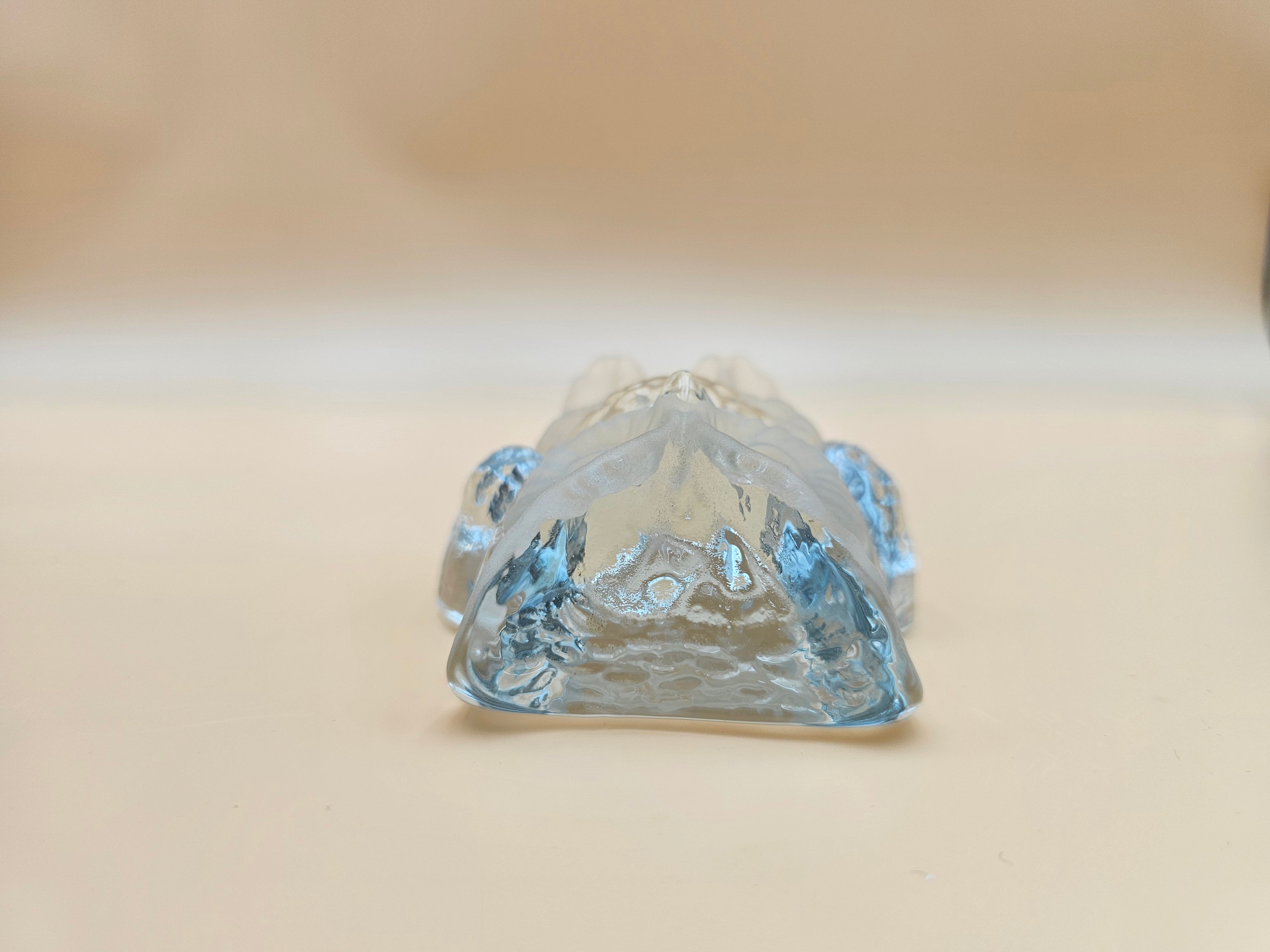 Vintage Viking Glass Clear Frosted Owl Figurine Paperweight with Label
