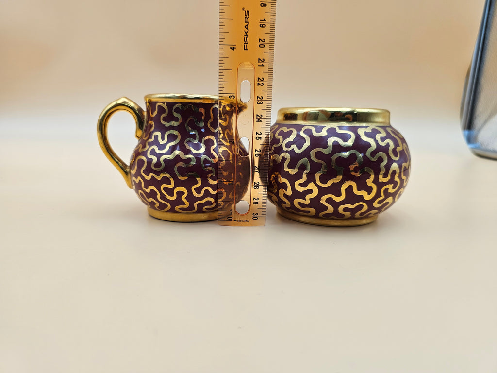 Vintage Sudlow’s Burslem England 4-Piece Burgundy & Gold Tea Set 0657 C