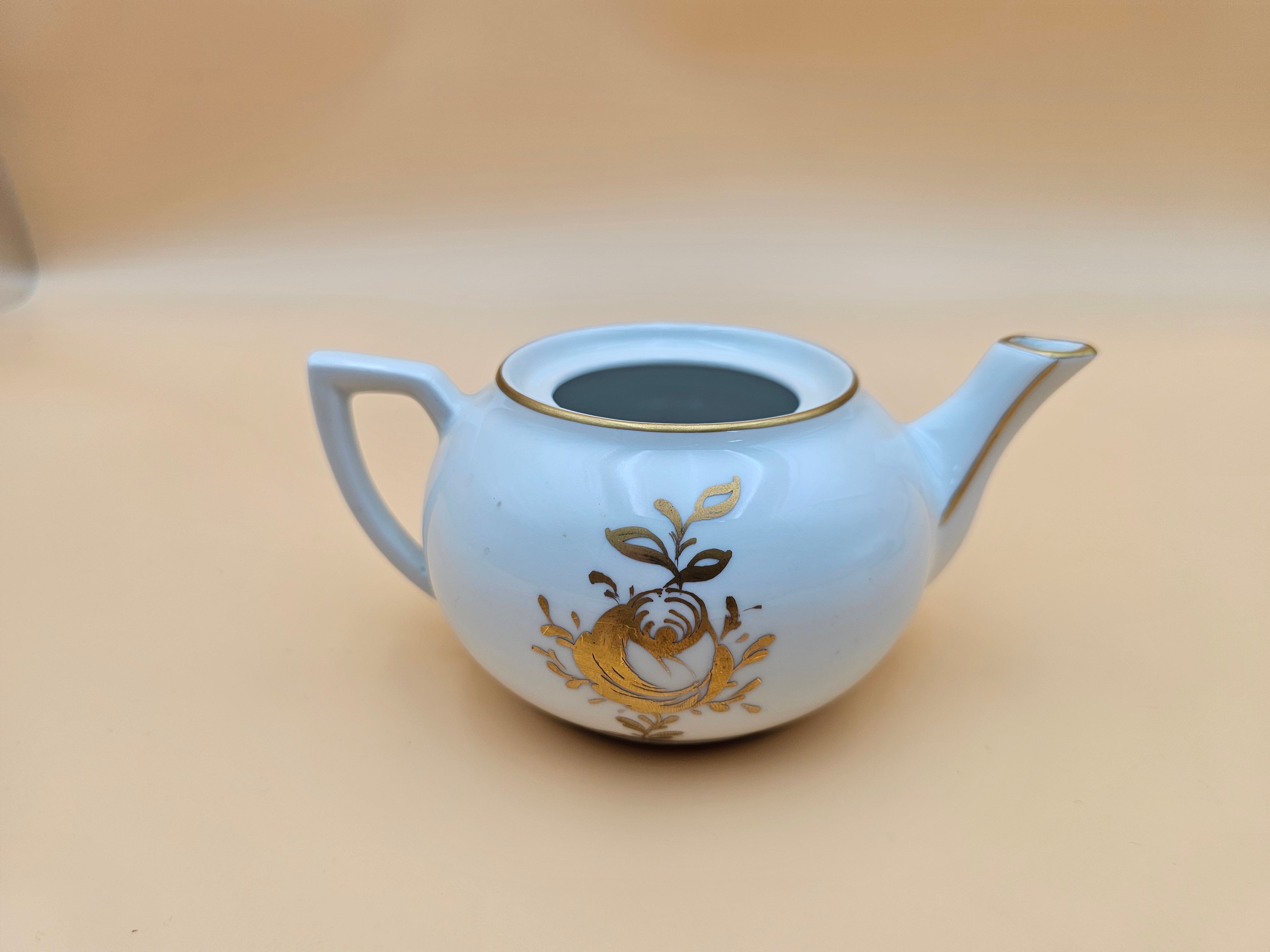 Vintage BB French Porcelain Tea Set with Gold Floral Design – 3 Pieces