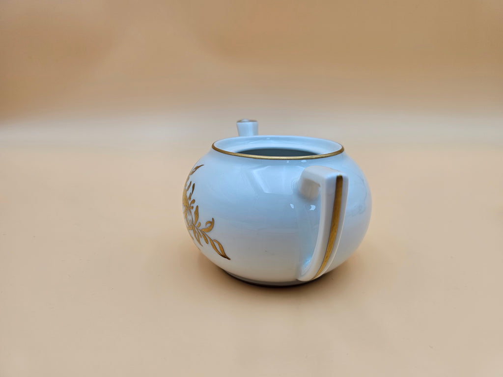 Vintage BB French Porcelain Tea Set with Gold Floral Design – 3 Pieces