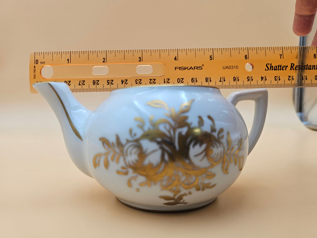 Vintage BB French Porcelain Tea Set with Gold Floral Design – 3 Pieces