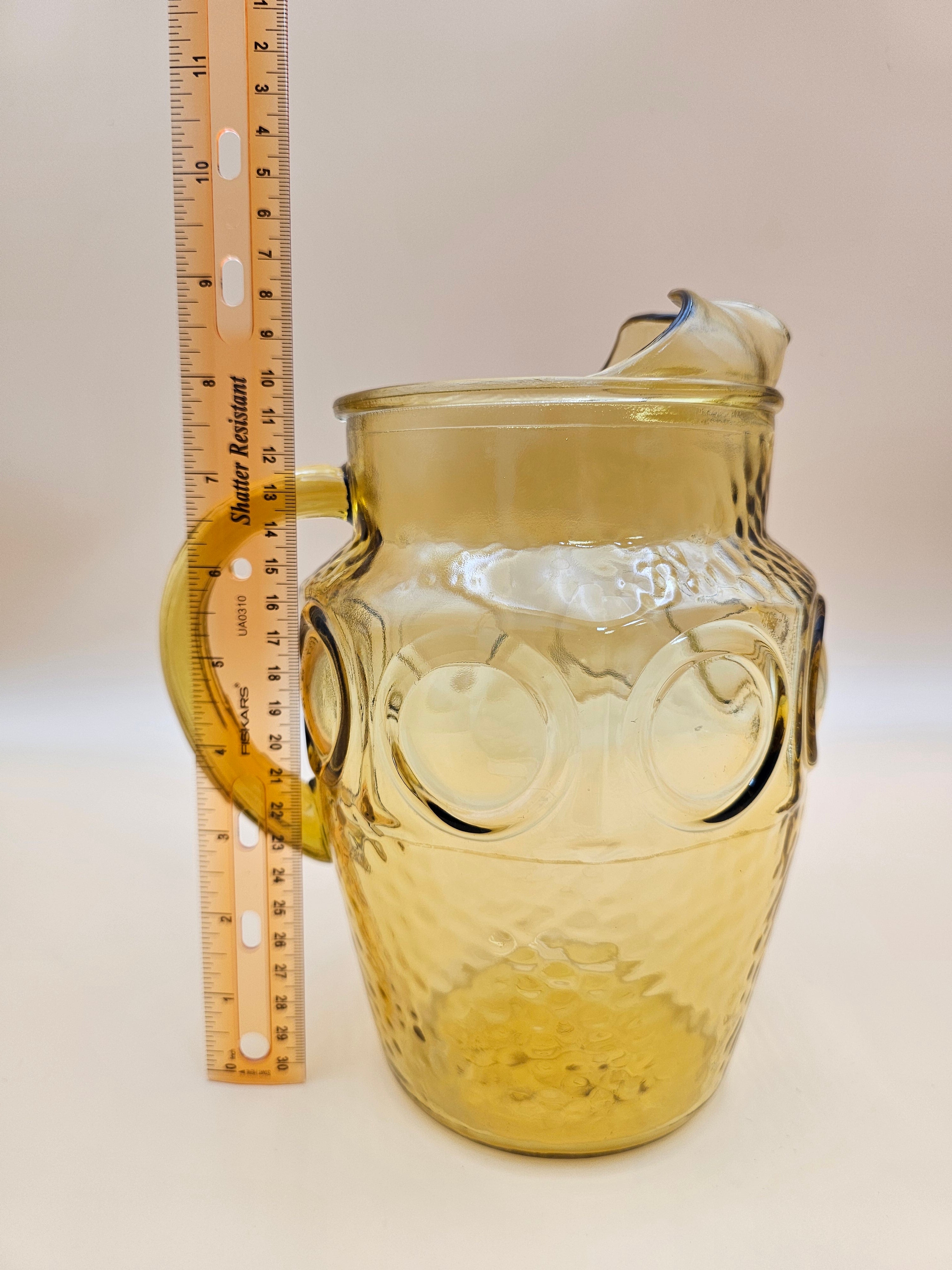 Vintage Amber Glass Thumbprint Pitcher with Ice Lip – Likely Hazel-Atlas