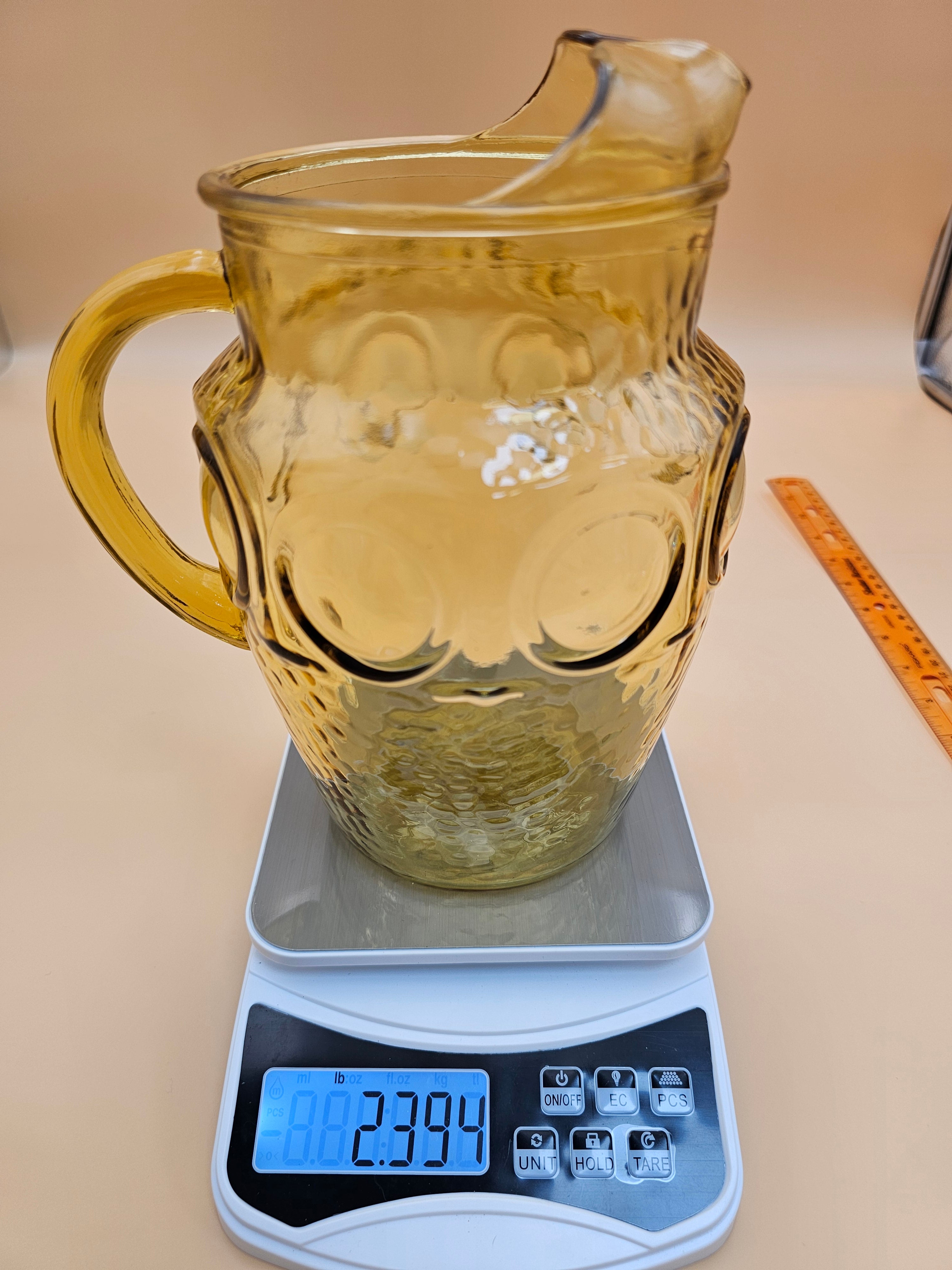 Vintage Amber Glass Thumbprint Pitcher with Ice Lip – Likely Hazel-Atlas