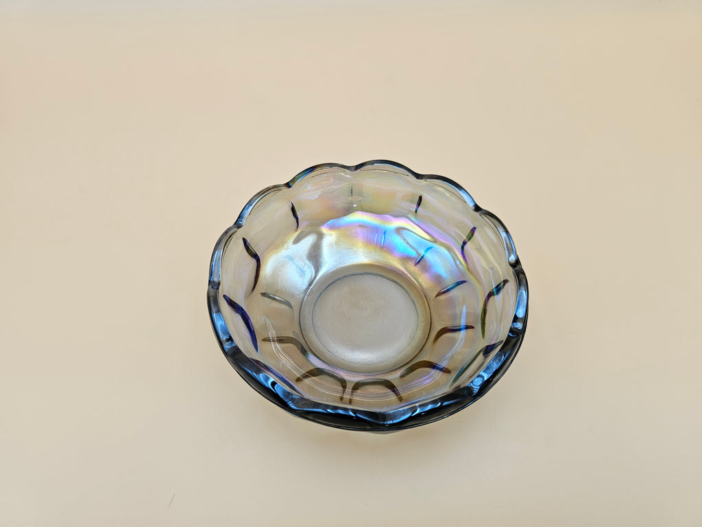 Vintage Federal Glass Petal Smoke Iridescent Carnival Glass Bowl – 5.25 Inch