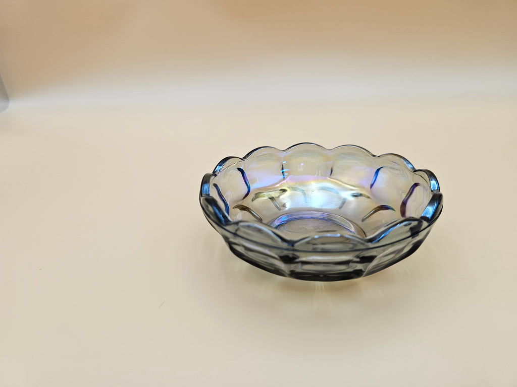 Vintage Federal Glass Petal Smoke Iridescent Carnival Glass Bowl – 5.25 Inch