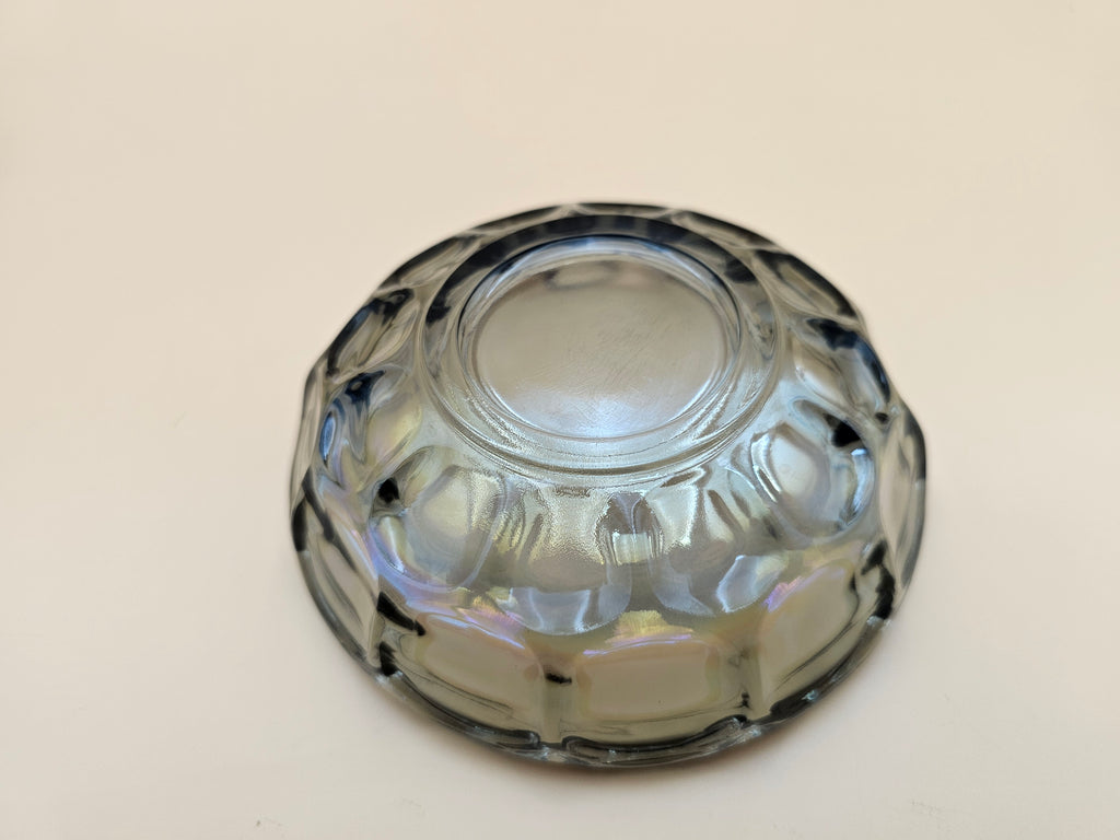 Vintage Federal Glass Petal Smoke Iridescent Carnival Glass Bowl – 5.25 Inch