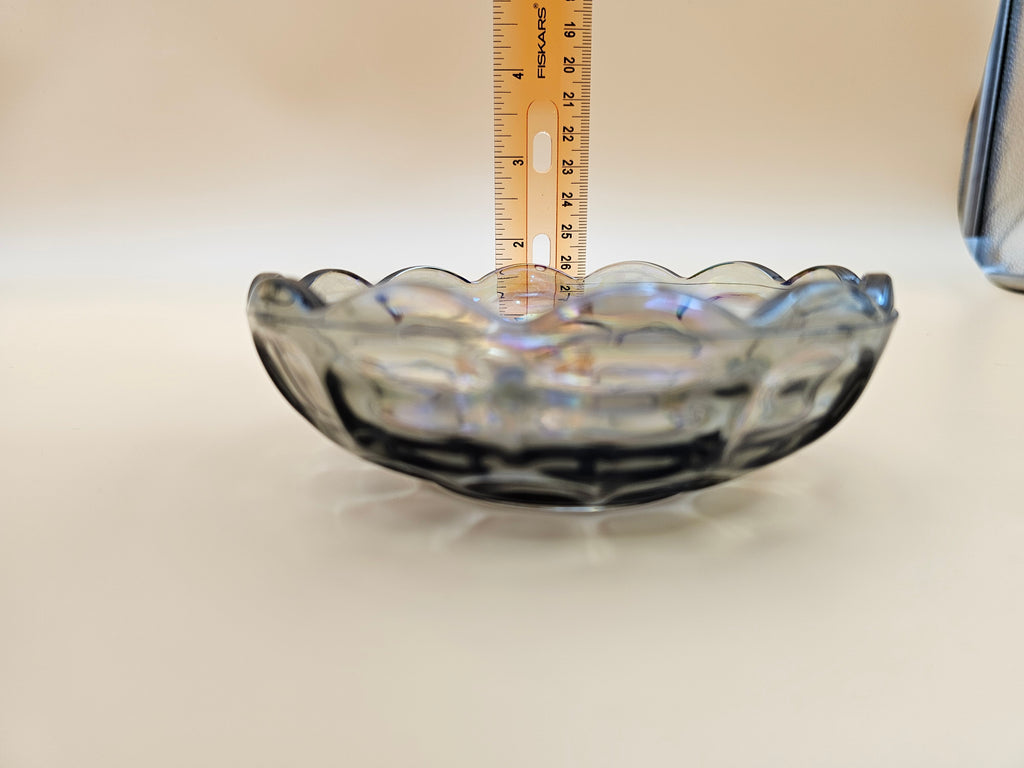 Vintage Federal Glass Petal Smoke Iridescent Carnival Glass Bowl – 5.25 Inch