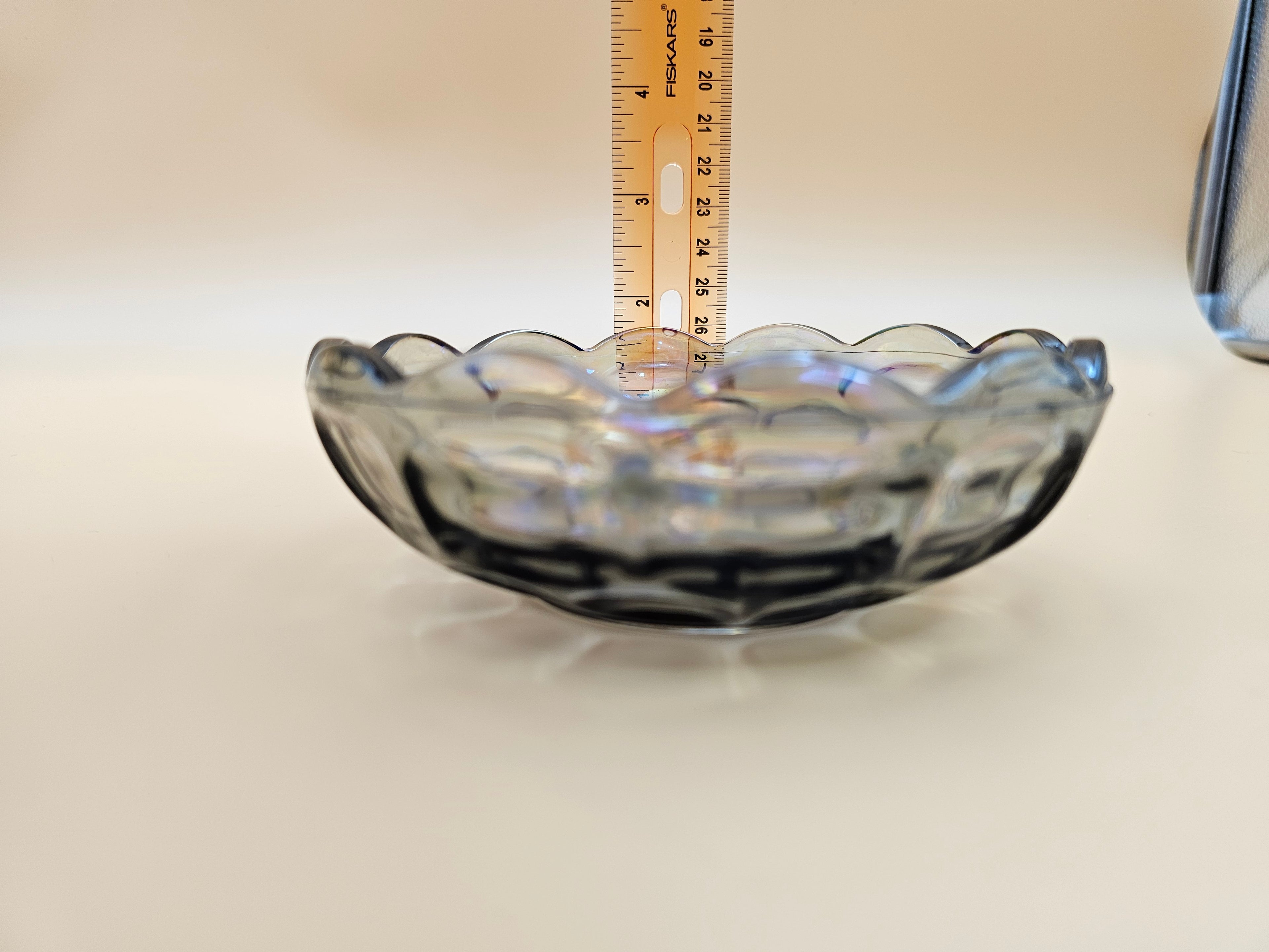 Vintage Federal Glass Petal Smoke Iridescent Carnival Glass Bowl – 5.25 Inch