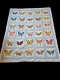 Lightweight Hand-Painted Butterfly Art Quilt 80 x 95 Multicolor Coverlet