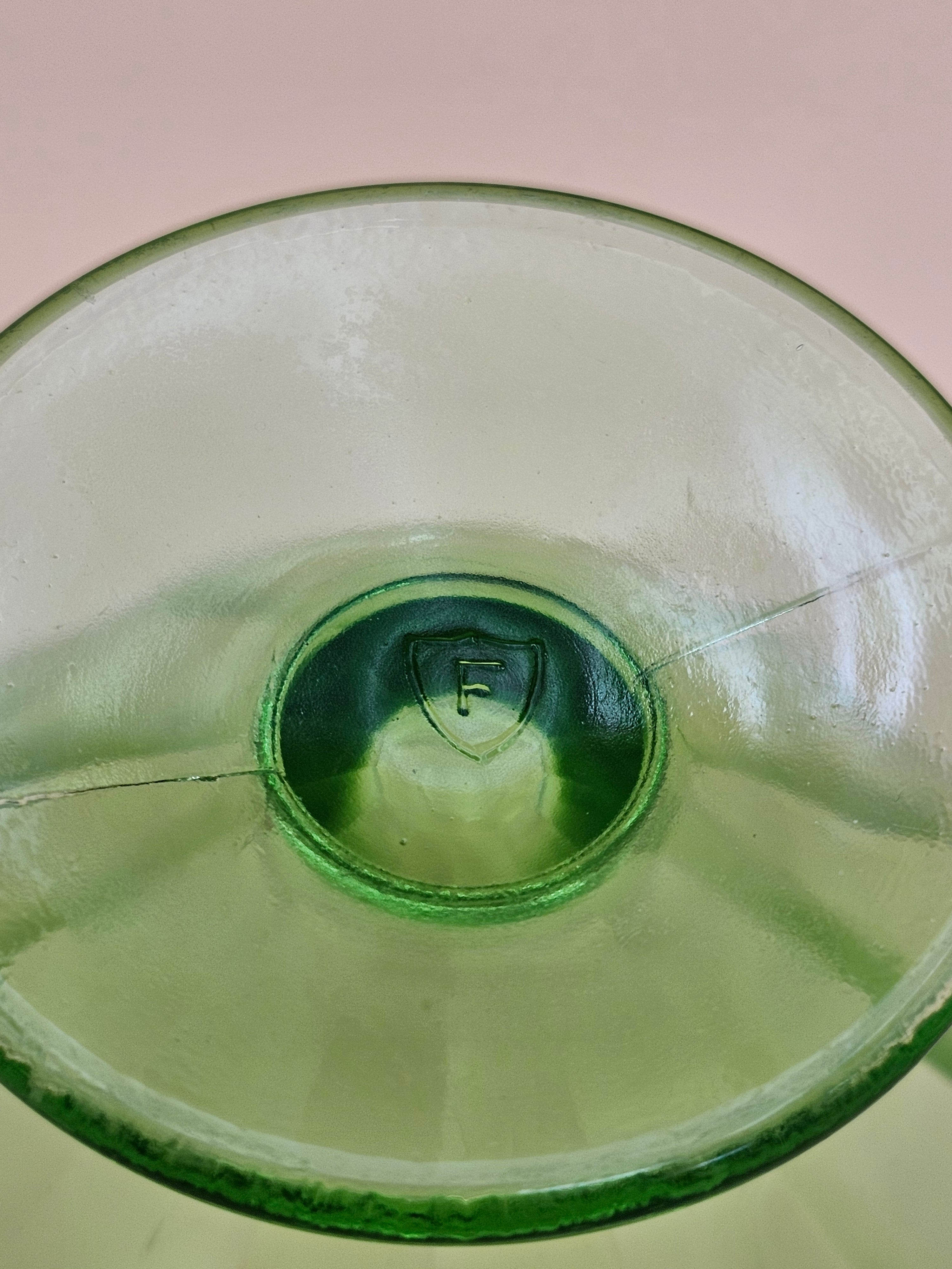 1930s Federal Glass Green UV-Reactive Optic Sherbet Dishes – Set of 6