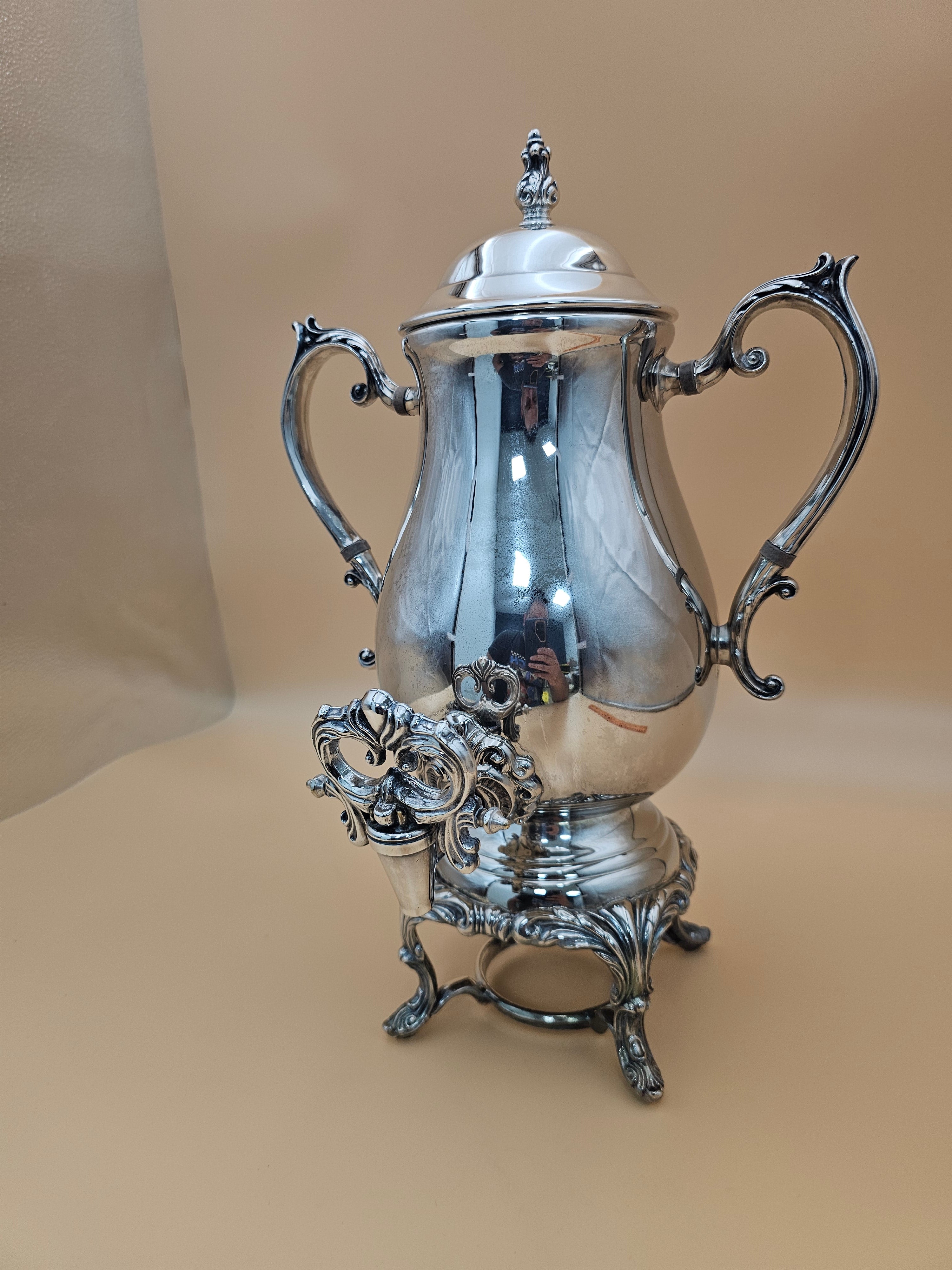 Vintage F.B. Rogers Silverplate Coffee Urn with Spigot – Missing Burner