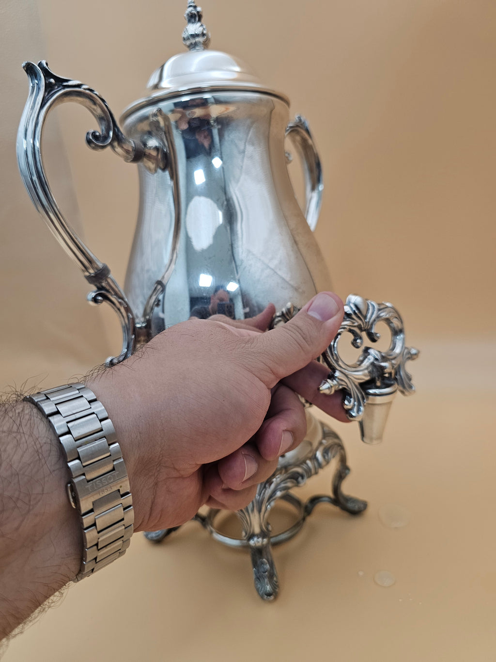 Vintage F.B. Rogers Silverplate Coffee Urn with Spigot – Missing Burner