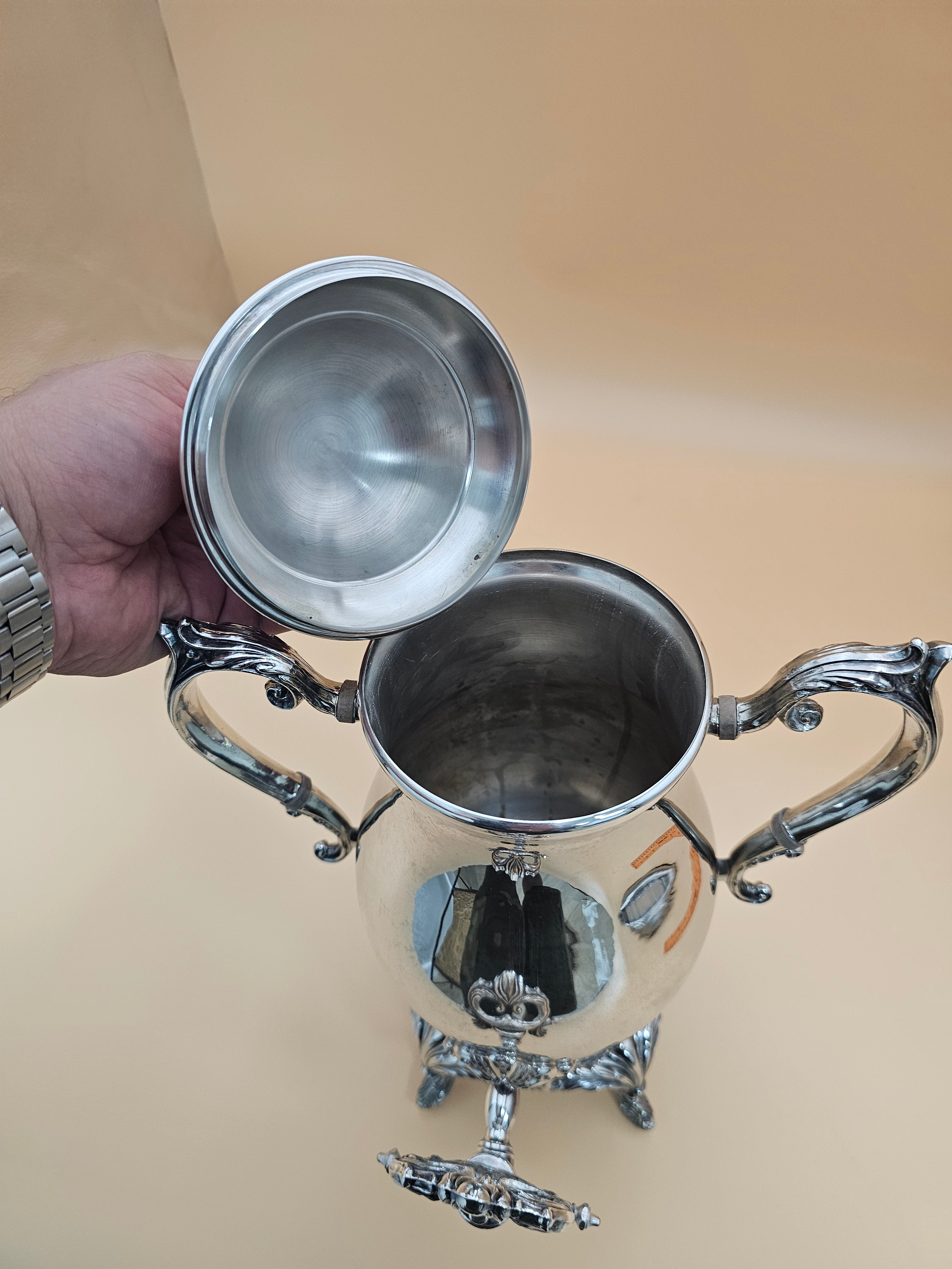 Vintage F.B. Rogers Silverplate Coffee Urn with Spigot – Missing Burner