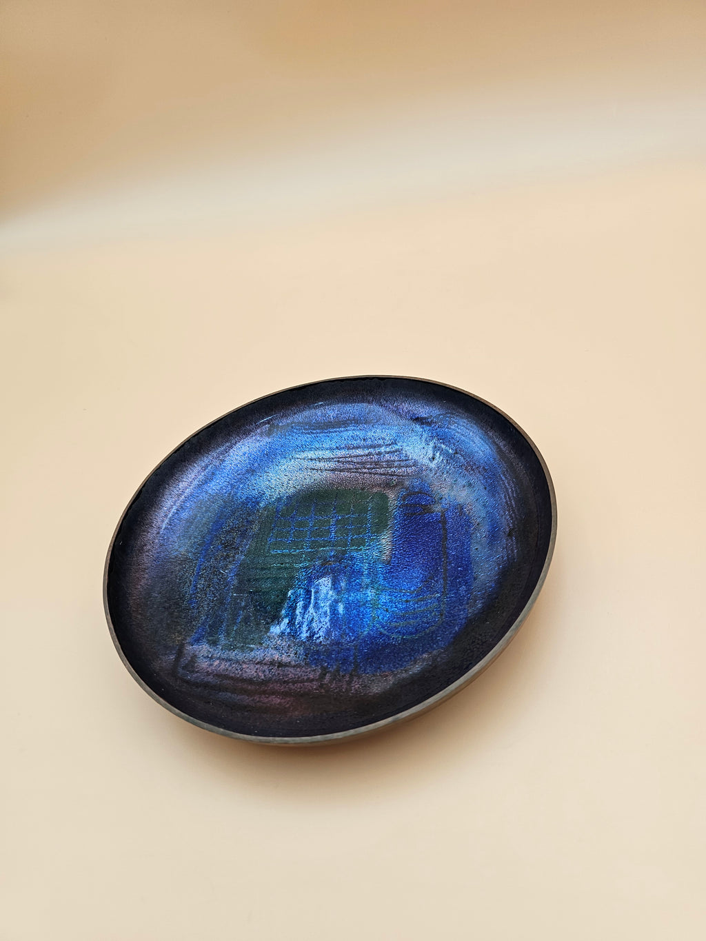 Vintage Bjørnstad Norway Blue Enamel on Copper Bowl – 7 Inch Mid-Century Modern Dish