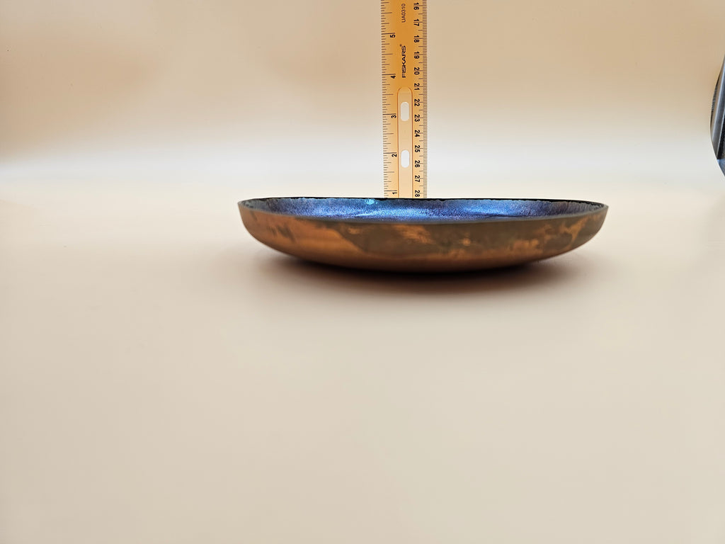 Vintage Bjørnstad Norway Blue Enamel on Copper Bowl – 7 Inch Mid-Century Modern Dish