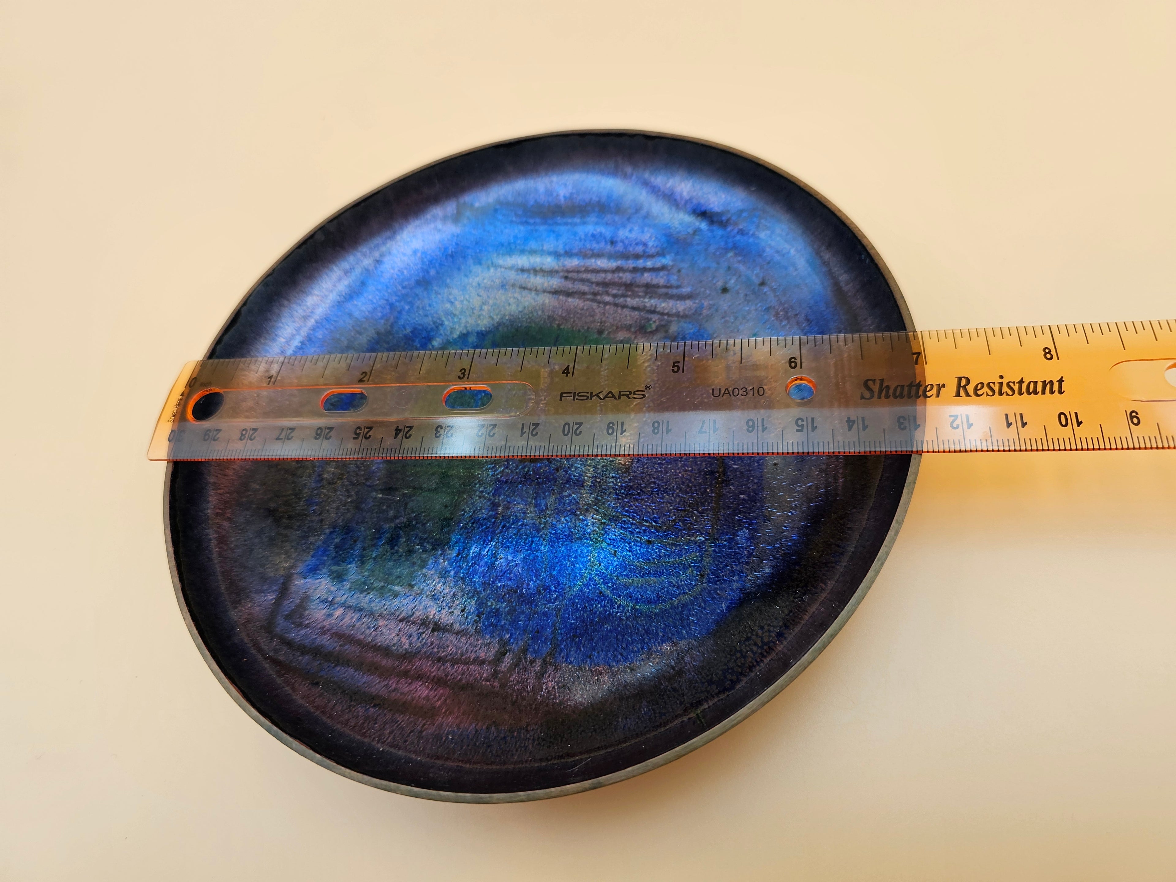 Vintage Bjørnstad Norway Blue Enamel on Copper Bowl – 7 Inch Mid-Century Modern Dish