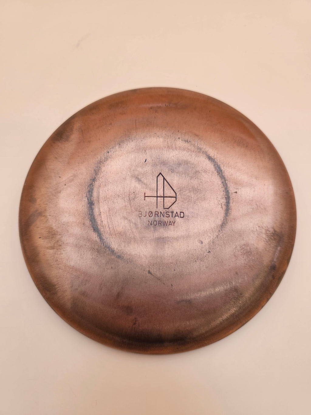 Vintage Bjørnstad Norway Blue Enamel on Copper Bowl – 7 Inch Mid-Century Modern Dish
