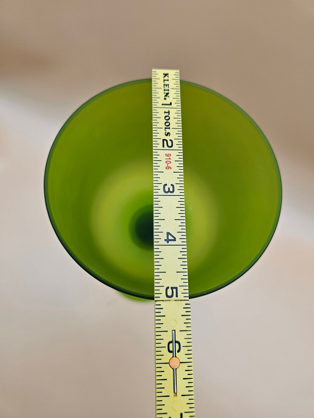 Vintage Chartreuse Green Satin Glass Oversized Goblet with Twisted Stem