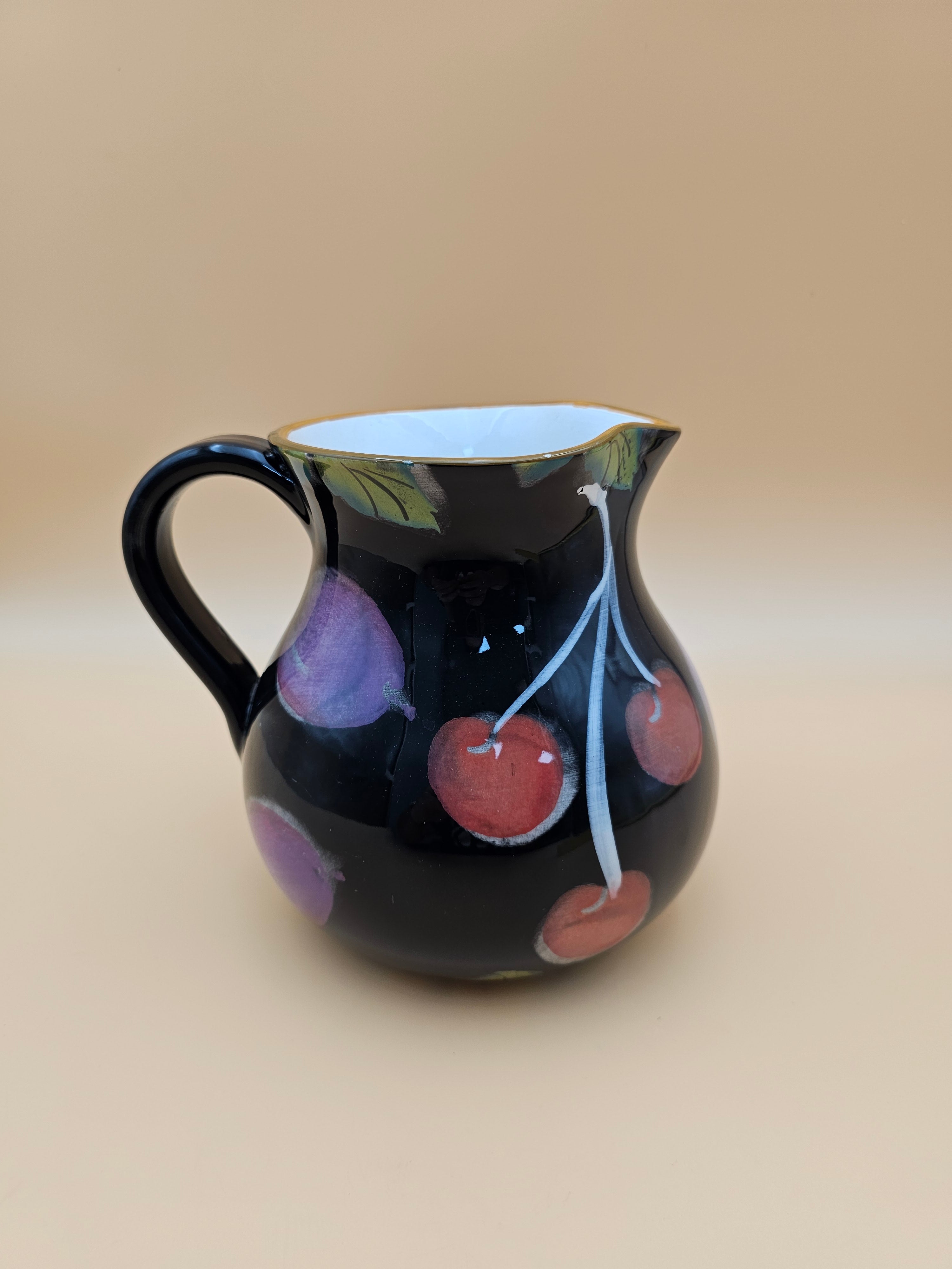 Vintage Certified International CIC Italian Ceramic Cherry Pitcher – 8 Inch