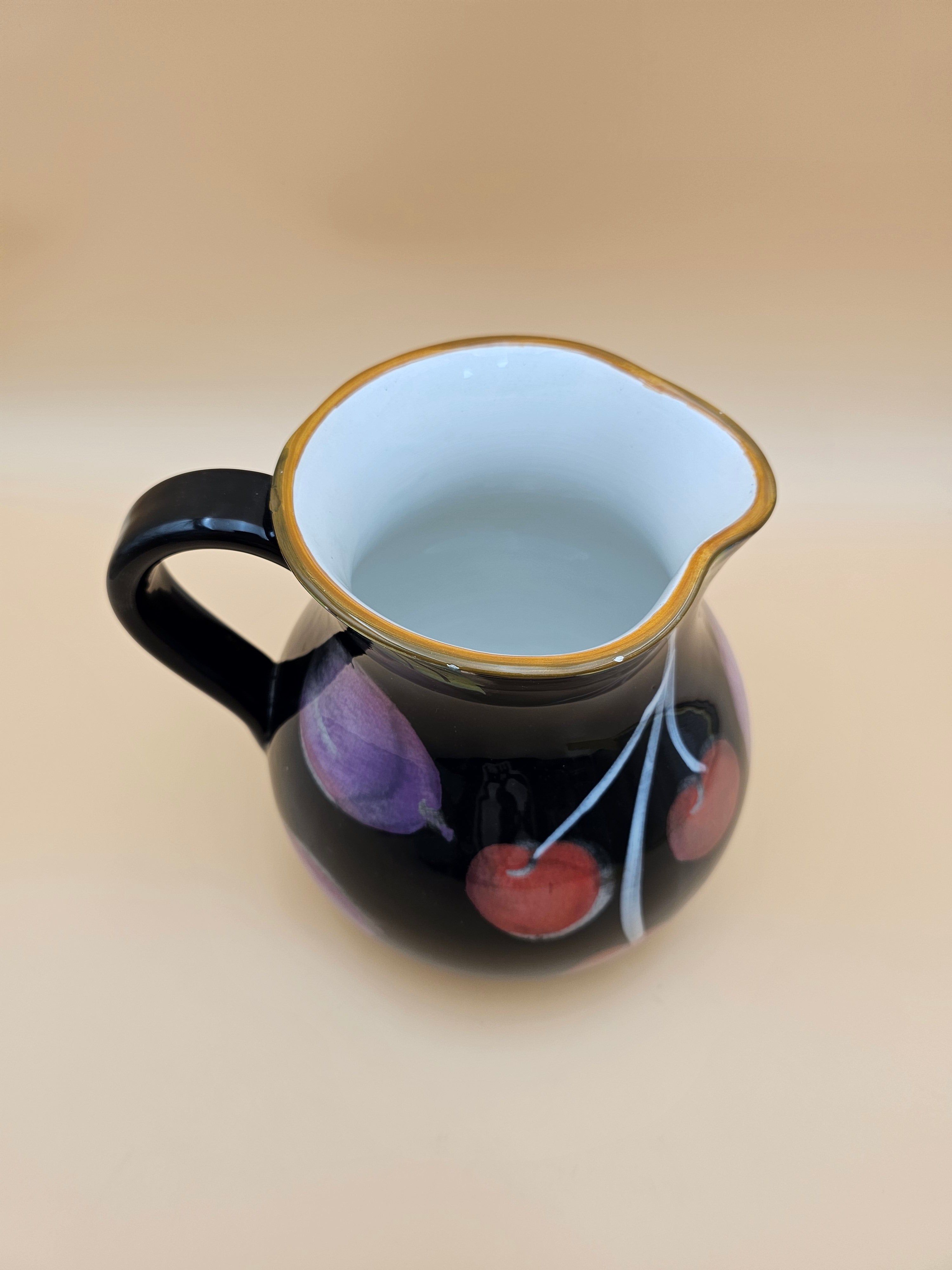 Vintage Certified International CIC Italian Ceramic Cherry Pitcher – 8 Inch